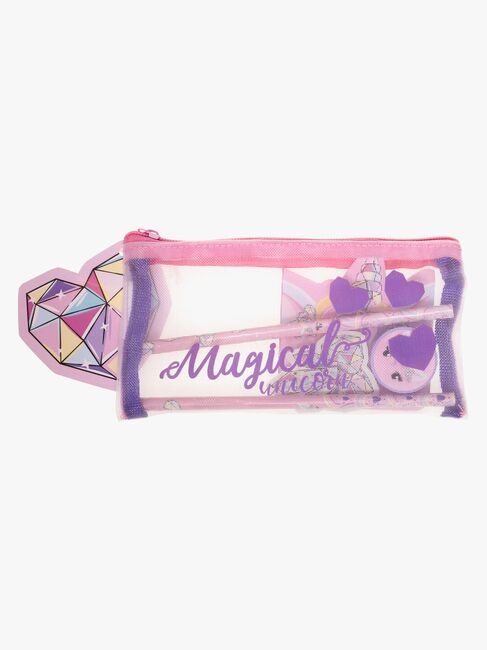 Unicorn Gems Federmäppchen mit Schreibset, Rosa