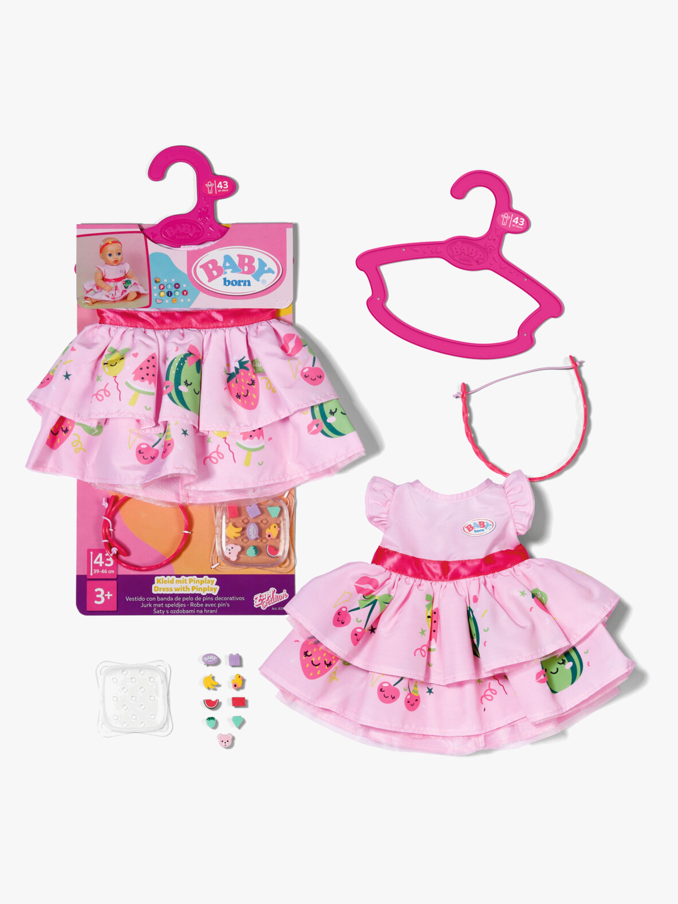 Puppenkleid mit Rüsche 43 cm
