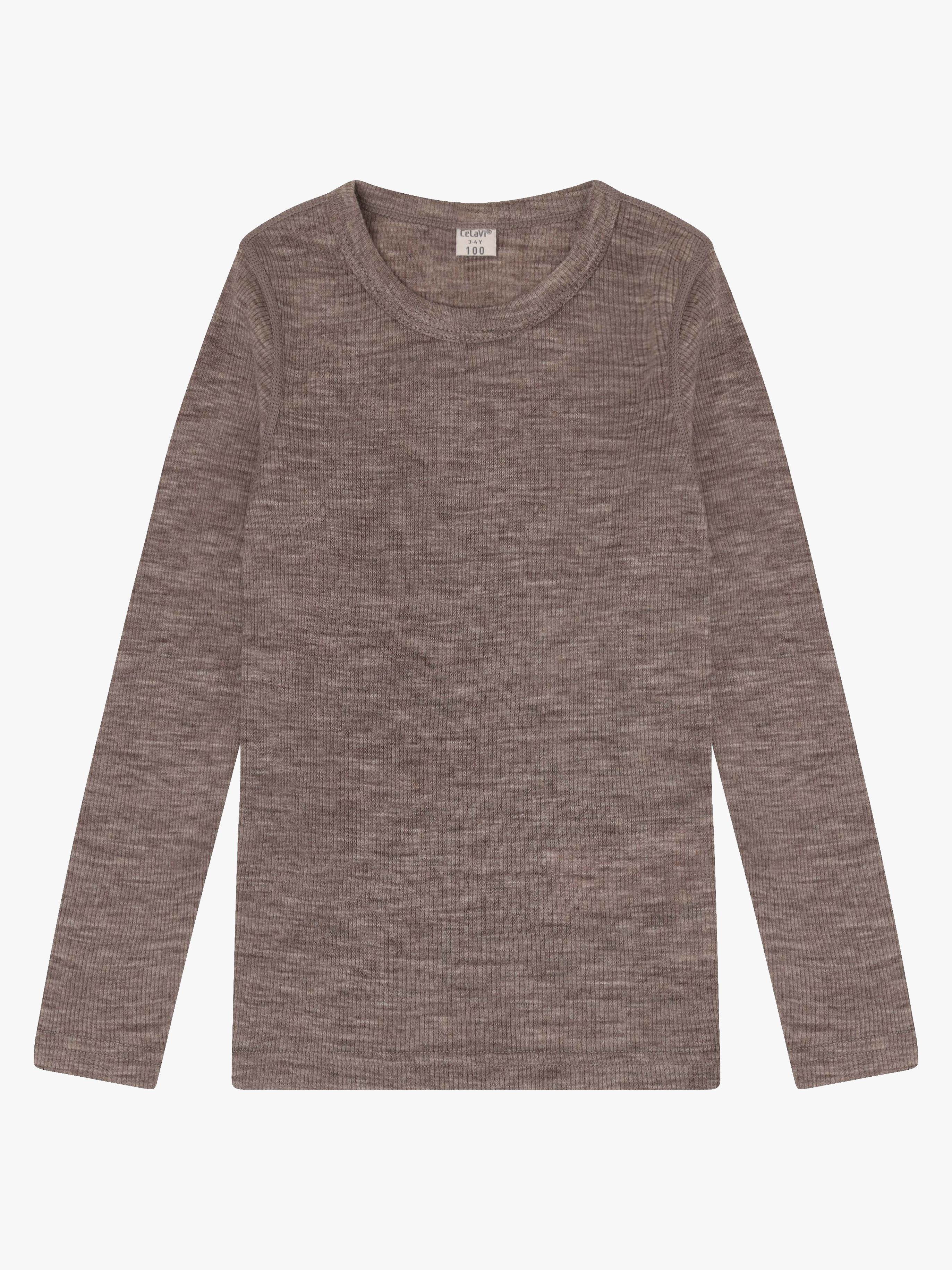 CeLaVi Langarm-Oberteil Merinowolle, Walnut Melange, 90