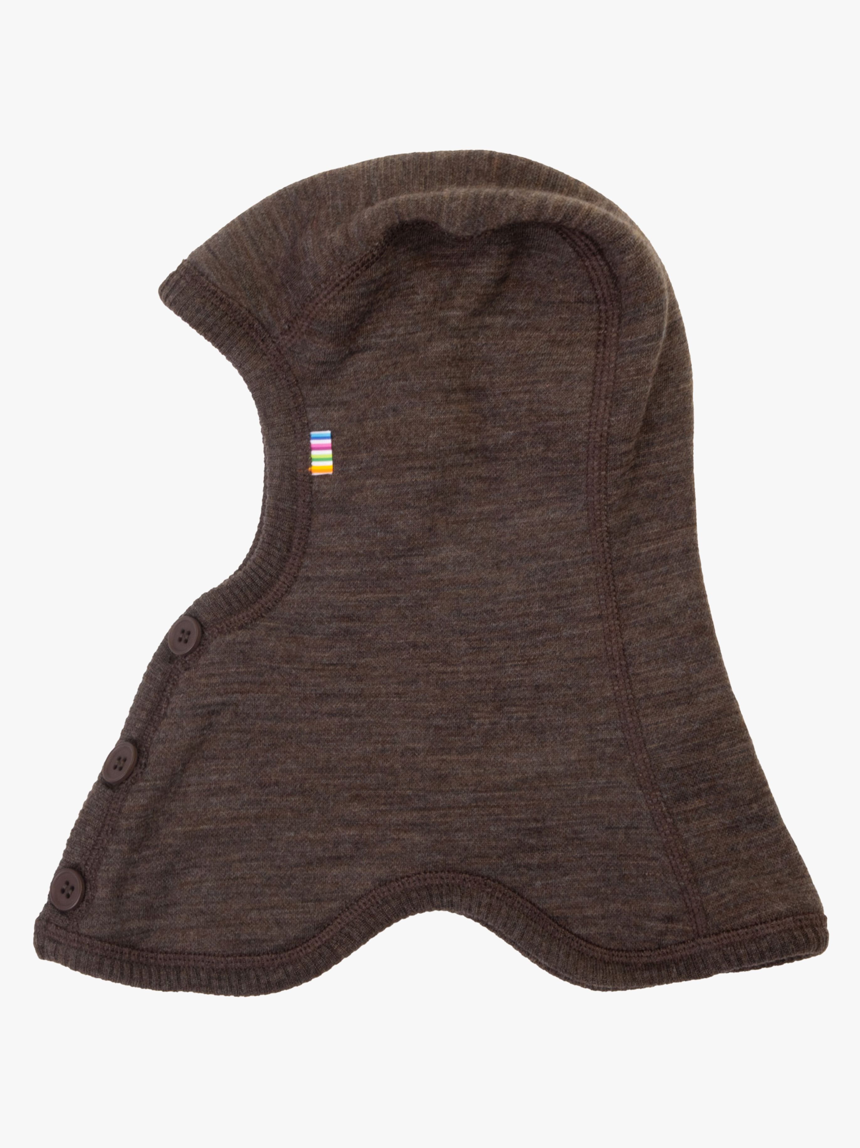 Joha Schlupfmütze mit Knöpfen Merinowolle, Drk. Brown, 50
