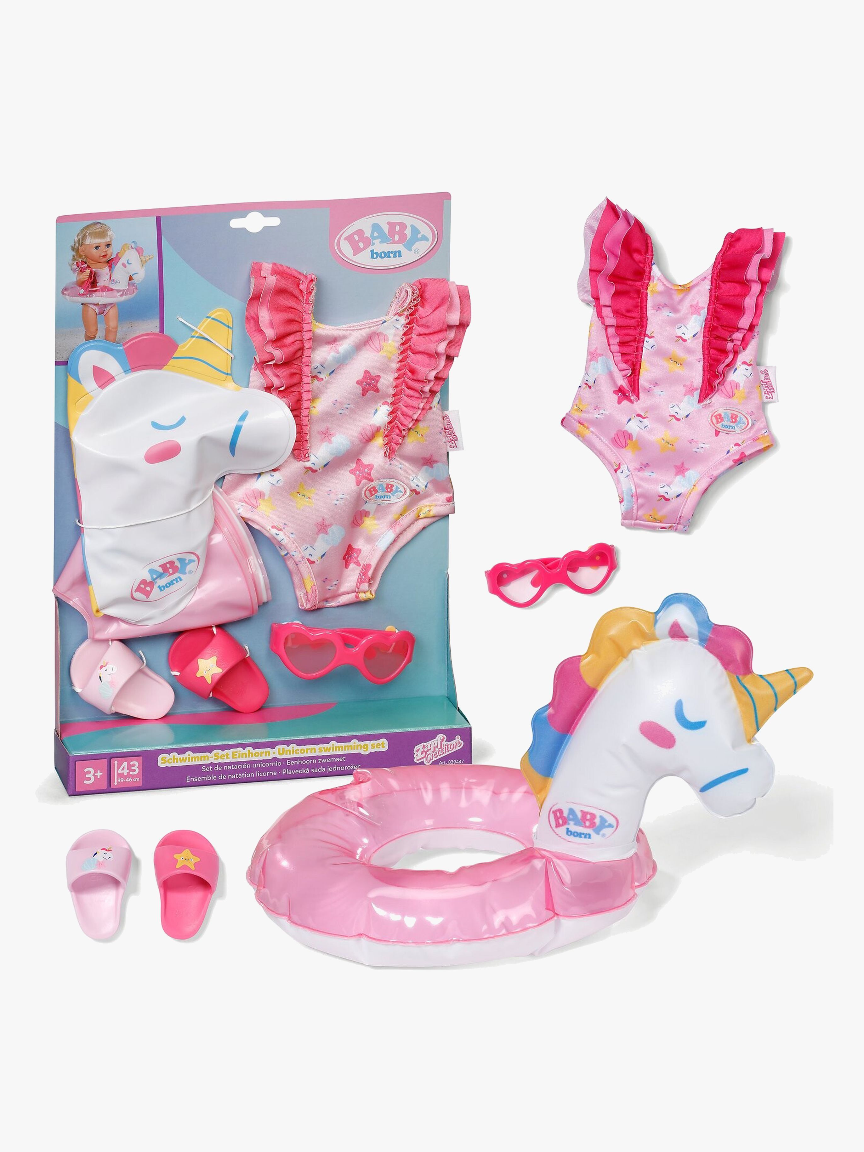 Puppenzubehör Schwimmset Einhorn 43 cm