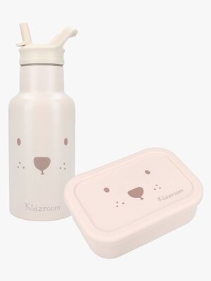 Kidzroom Stainless Steel Trinkflasche & Silikon-Brotdose Beary Excited, Beige