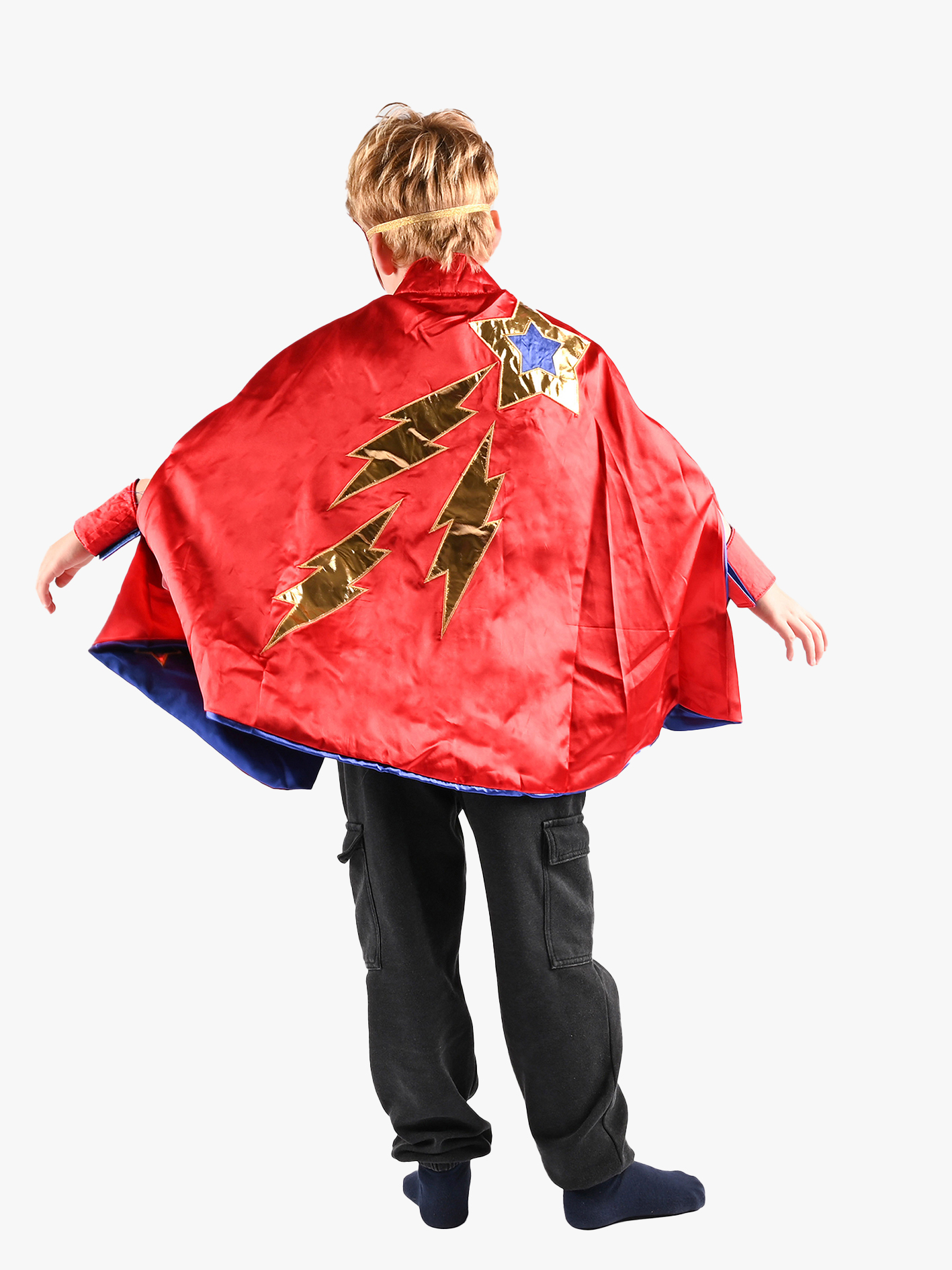 Den Goda Fen Wendbarer Umhang mit Augenmaske 98–128 cm, Blau/Rot