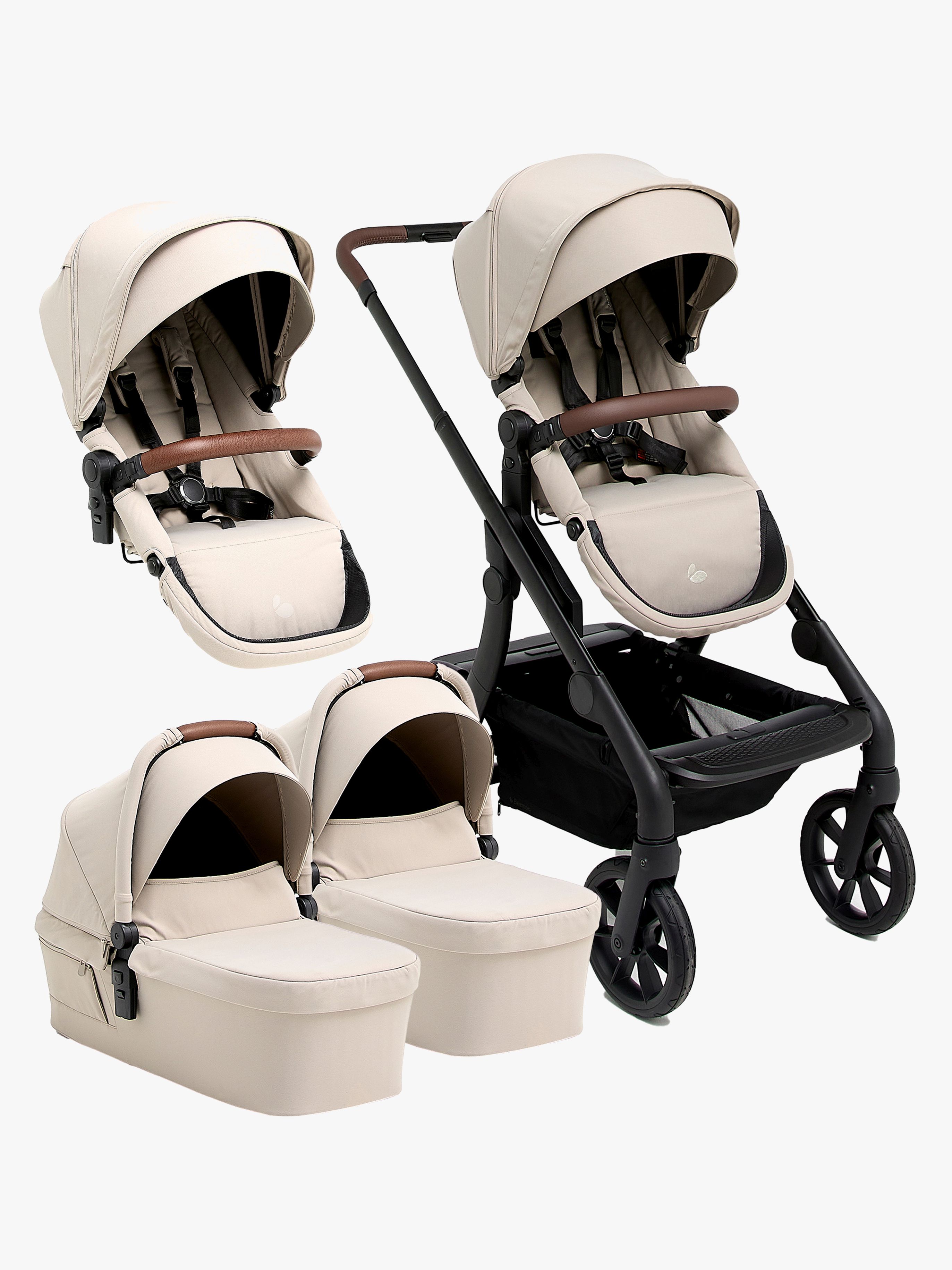 Pro Max Geschwisterwagen Inkl. Liegewannen, Latte Beige, Doppelkinderwagen