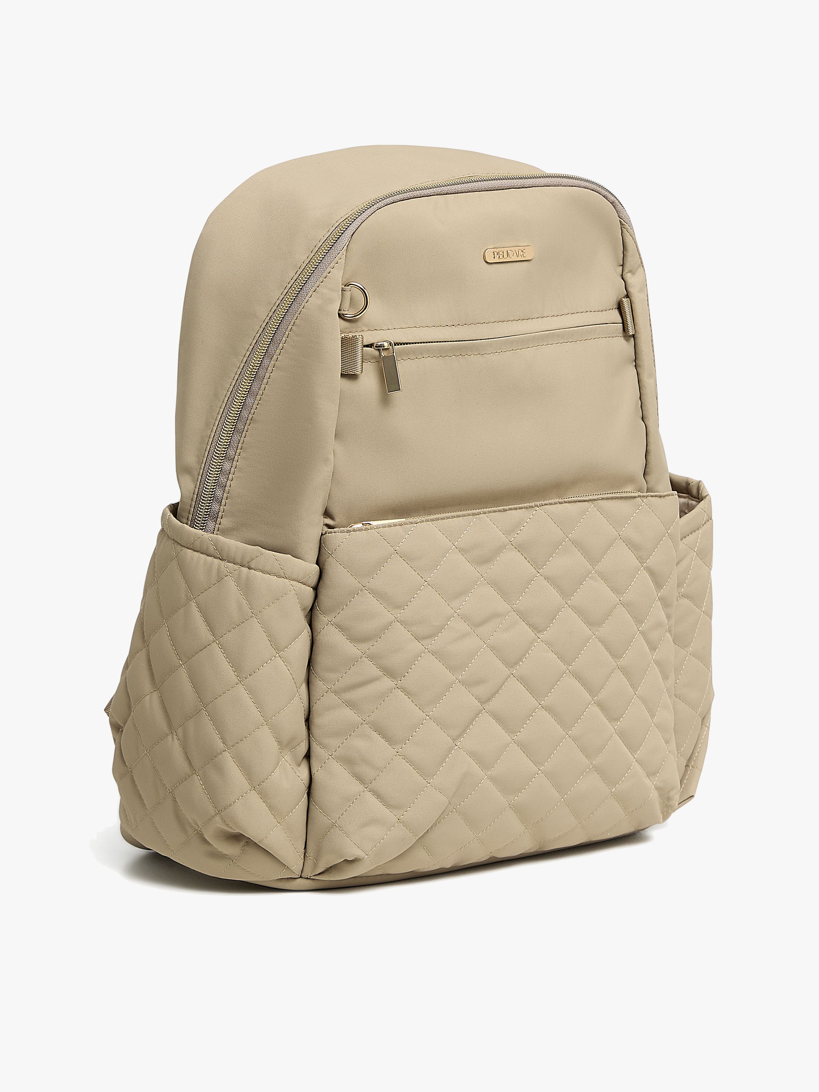 Pelicare Quilted Wickeltasche Rucksack, Beige