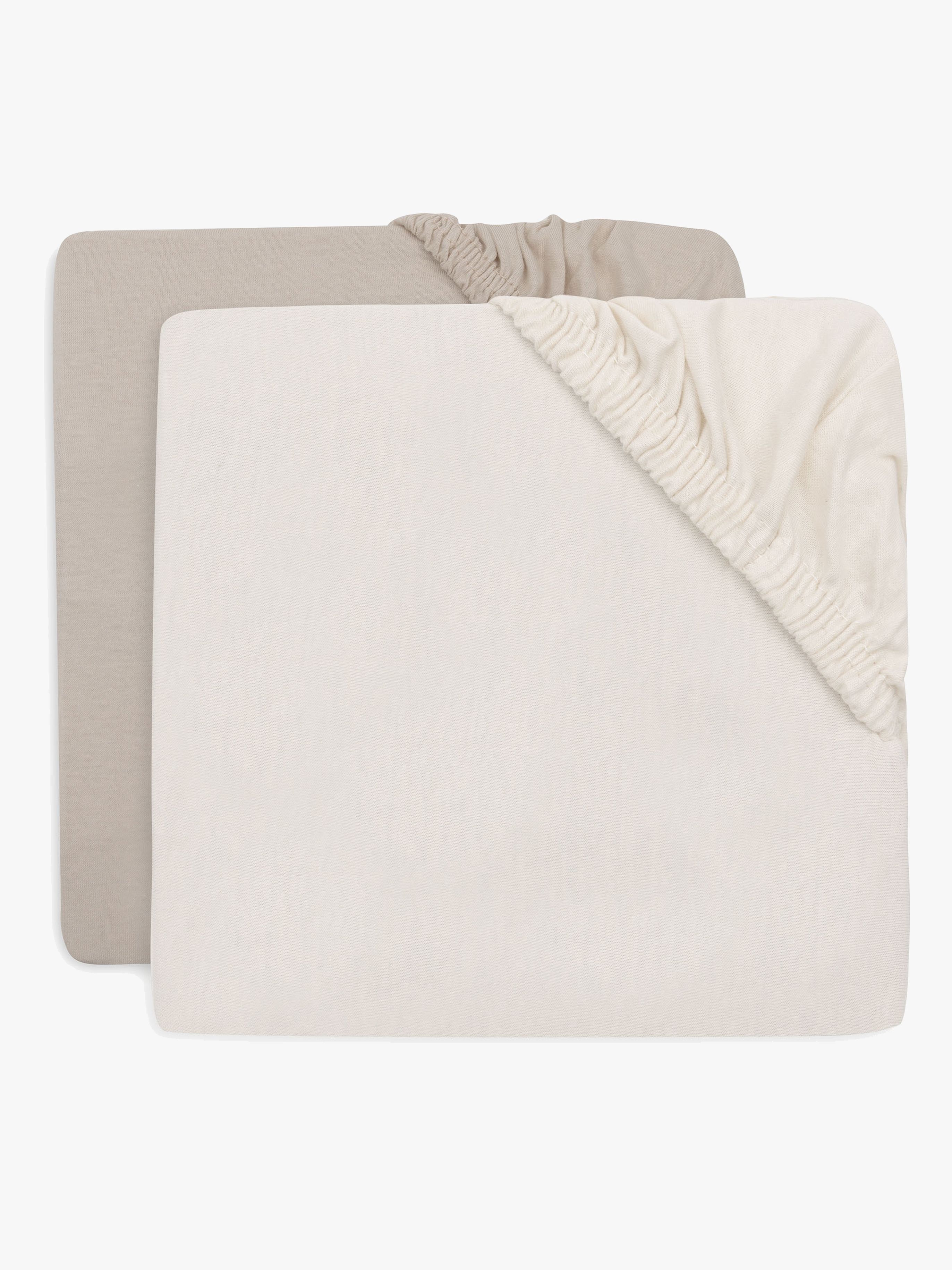 Jollein Spannbettlaken 2er-Pack 60x120, Oatmeal/Sand