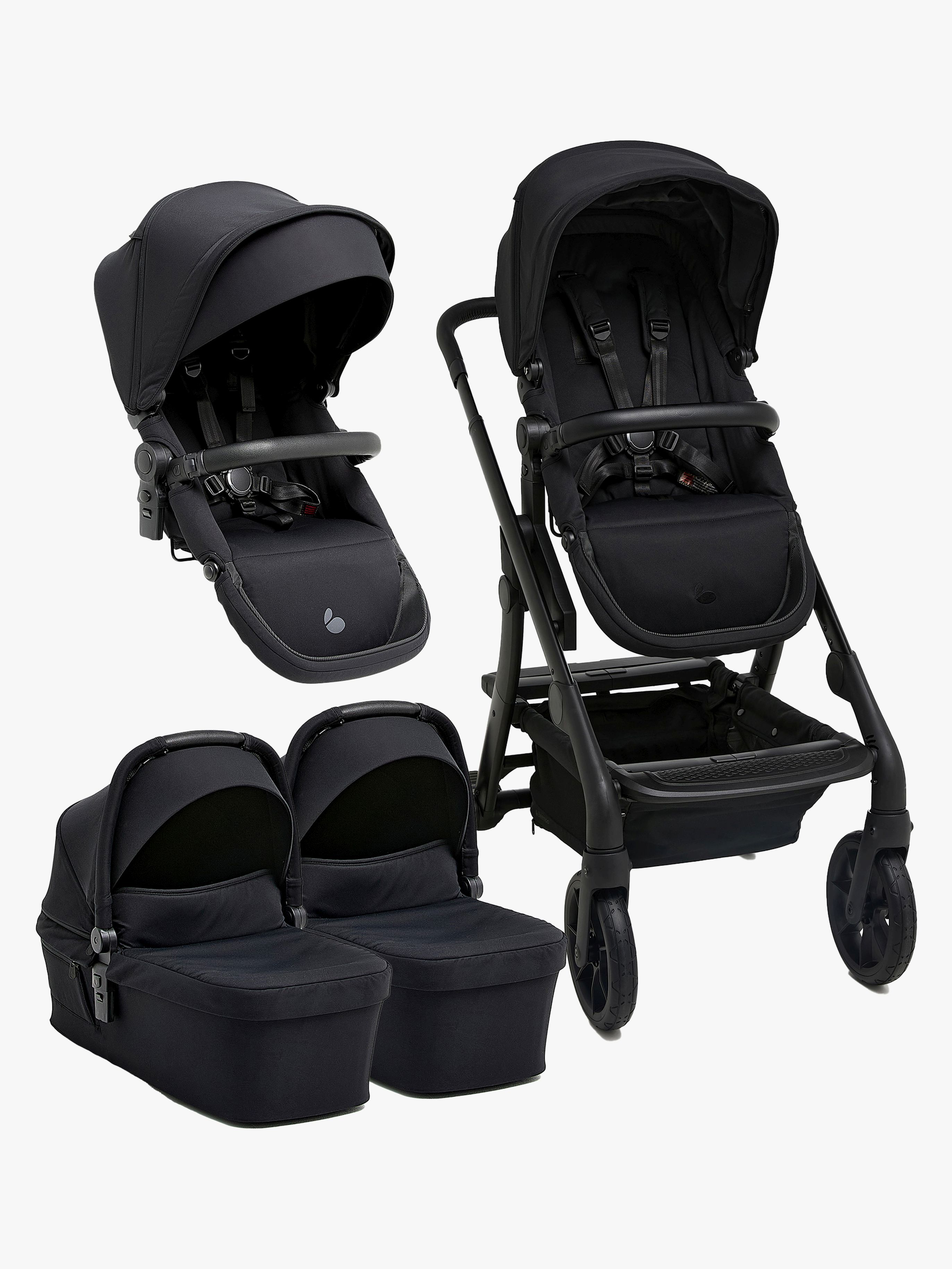 Beemoo Pro Max Geschwisterwagen Inkl. Liegewannen, Coffee Black, Doppelkinderwagen