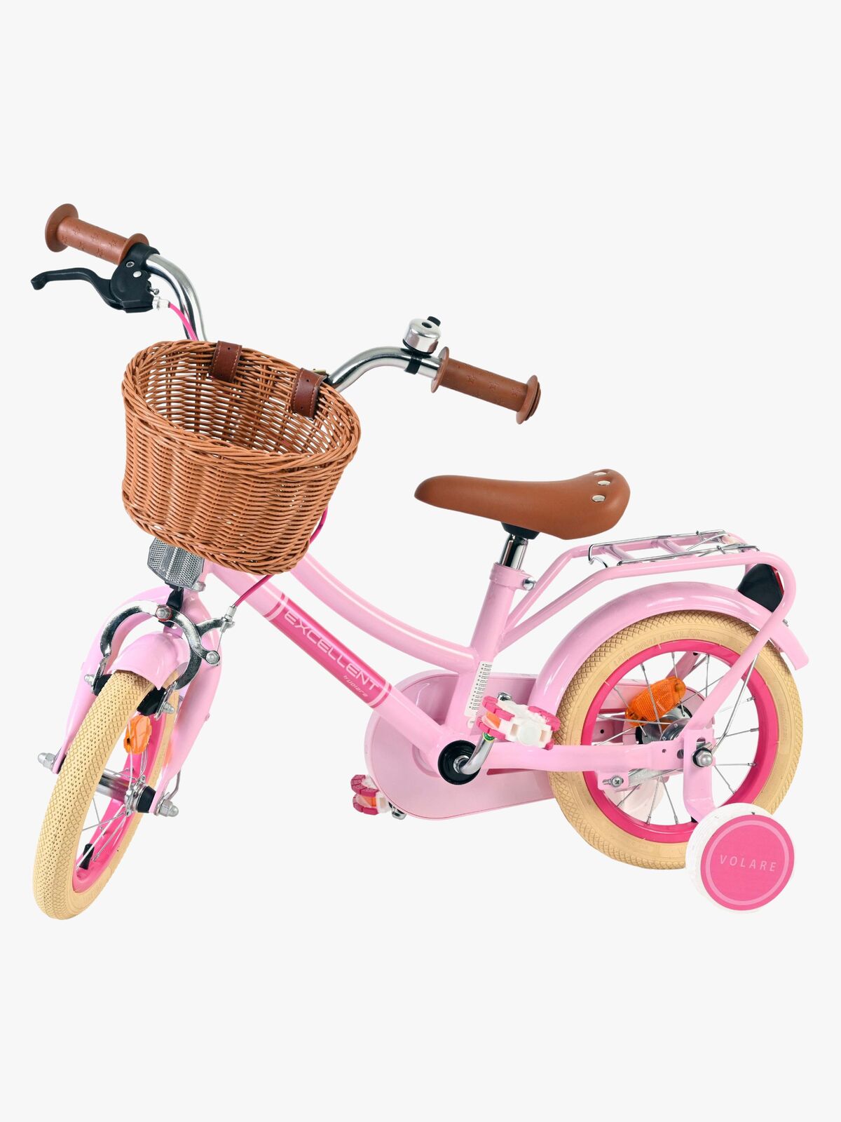 Volare Excellent Fahrrad mit Korb 12 Zoll, Rosa