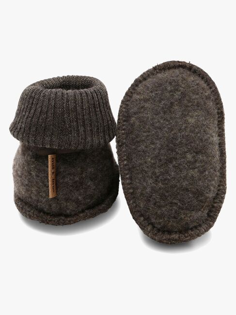 Mikk-Line Überziehschuhe Merinowolle, Dark Brown Melange