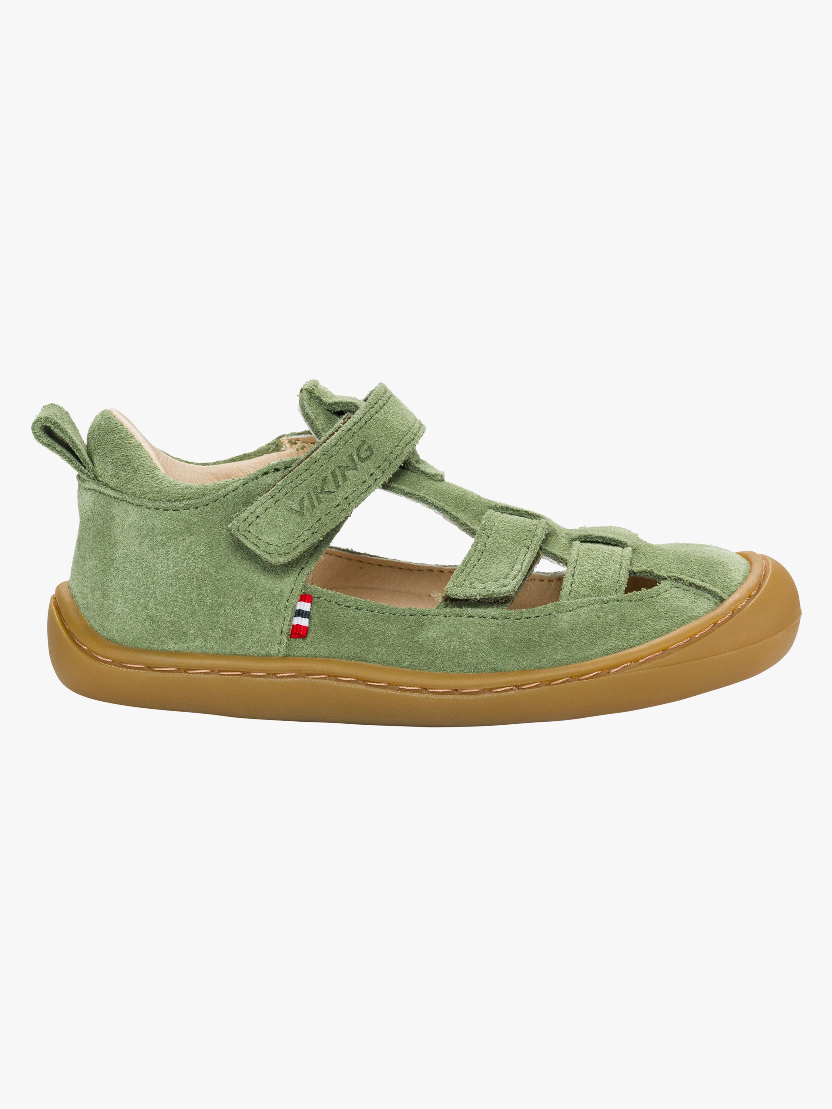 Viking Alv Lind Barefoot 2V Kinder Sandalen, Olive, 24