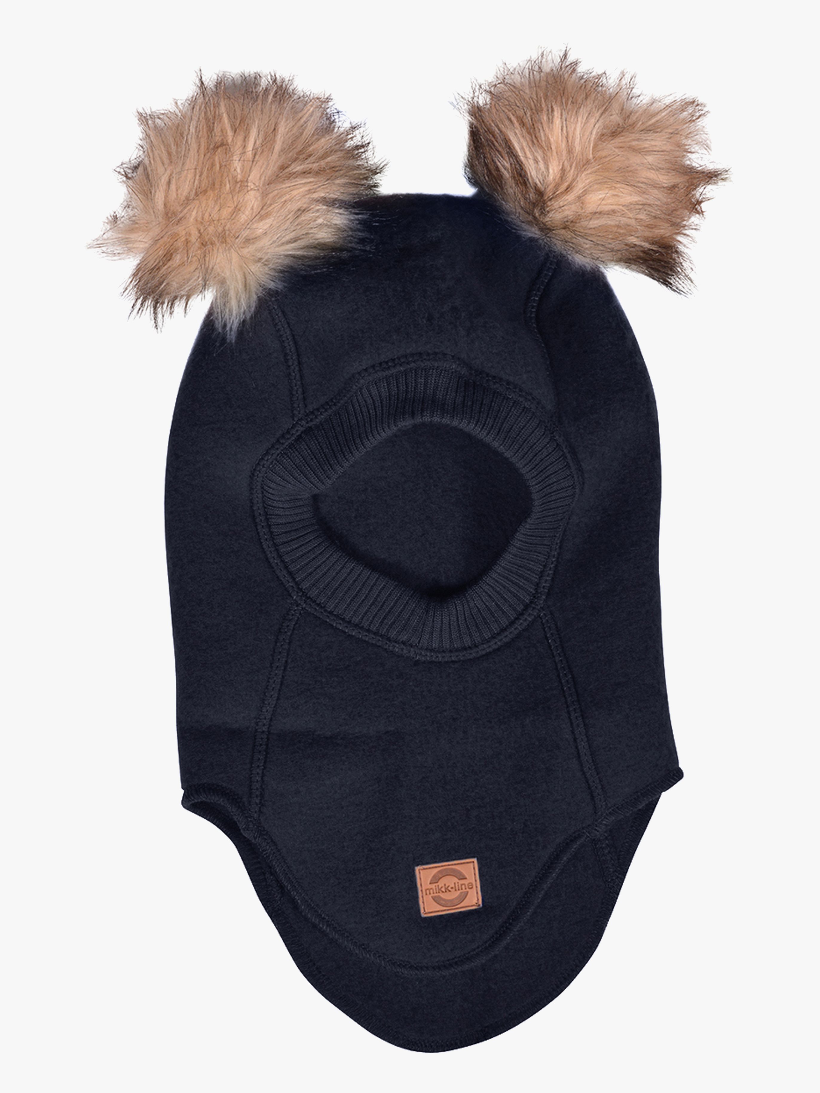 Mikk-Line Schlupfmütze Merinowolle mit Bommel, Blue Night, 74-80