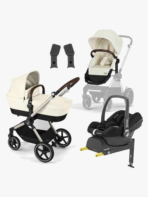 Kaufen Cybex EOS Lux Kombikinderwagen inkl. Maxi-Cosi CabrioFix Babyschale  & Basis, Taupe/Seashell Beige