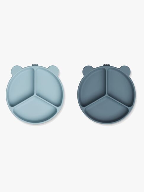 LIEWOOD Stacy Unterteilter Teller 2er-Pack, Sea Blue/Whale Blue