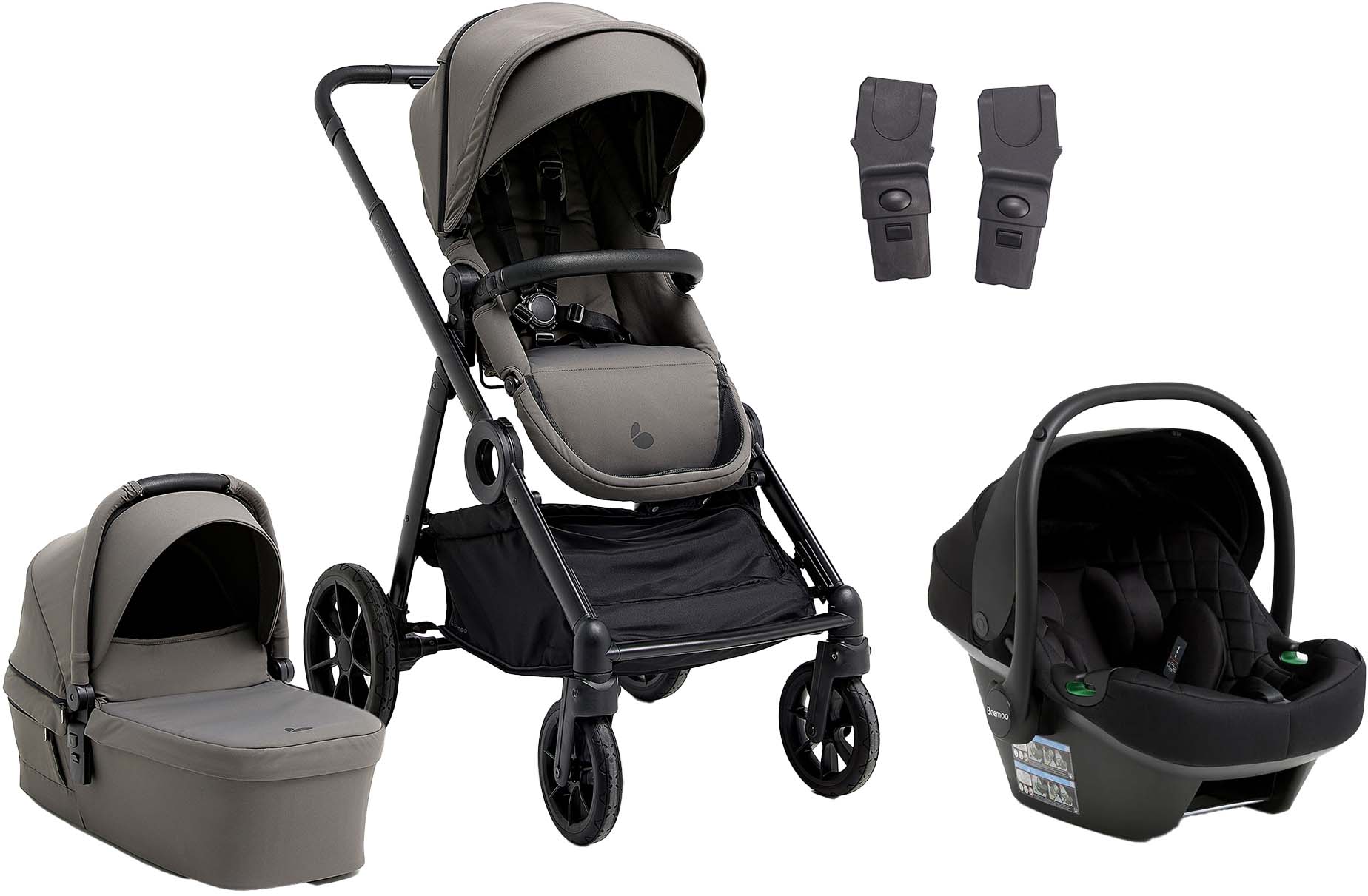 Beemoo Pro Multi 2 Kombiwagen inkl. Route i-Size Babyschale, Mocha Grey/Black Stone