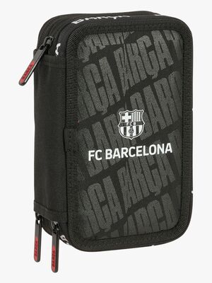 FC Barcelona Gefülltes Dreifach-Federmäppchen 37 Teile, Schwarz