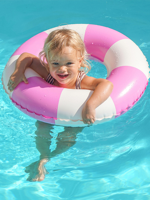 SUNNYLiFE Mini Schwimmring, Pool Party Magenta Stripe