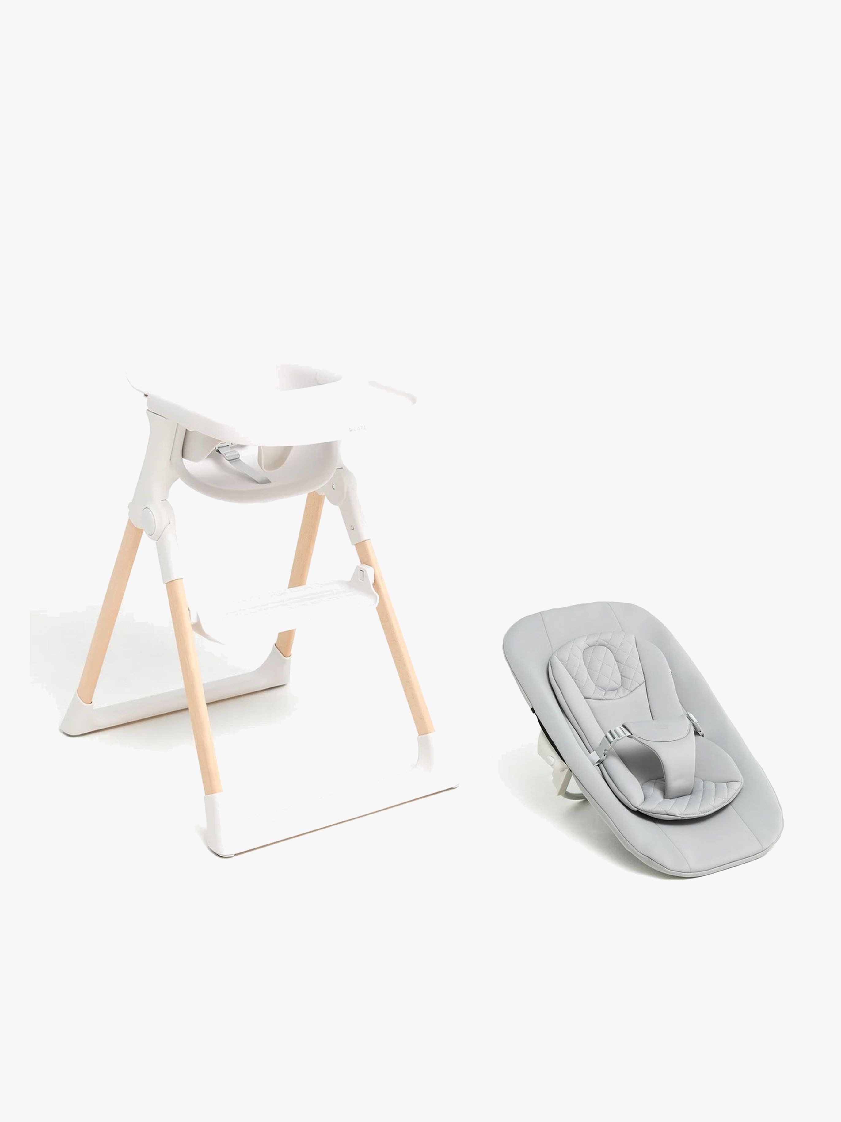 Beemoo CARE Harmony Hochstuhl inkl. Neugeborenen-Set, White/Wood