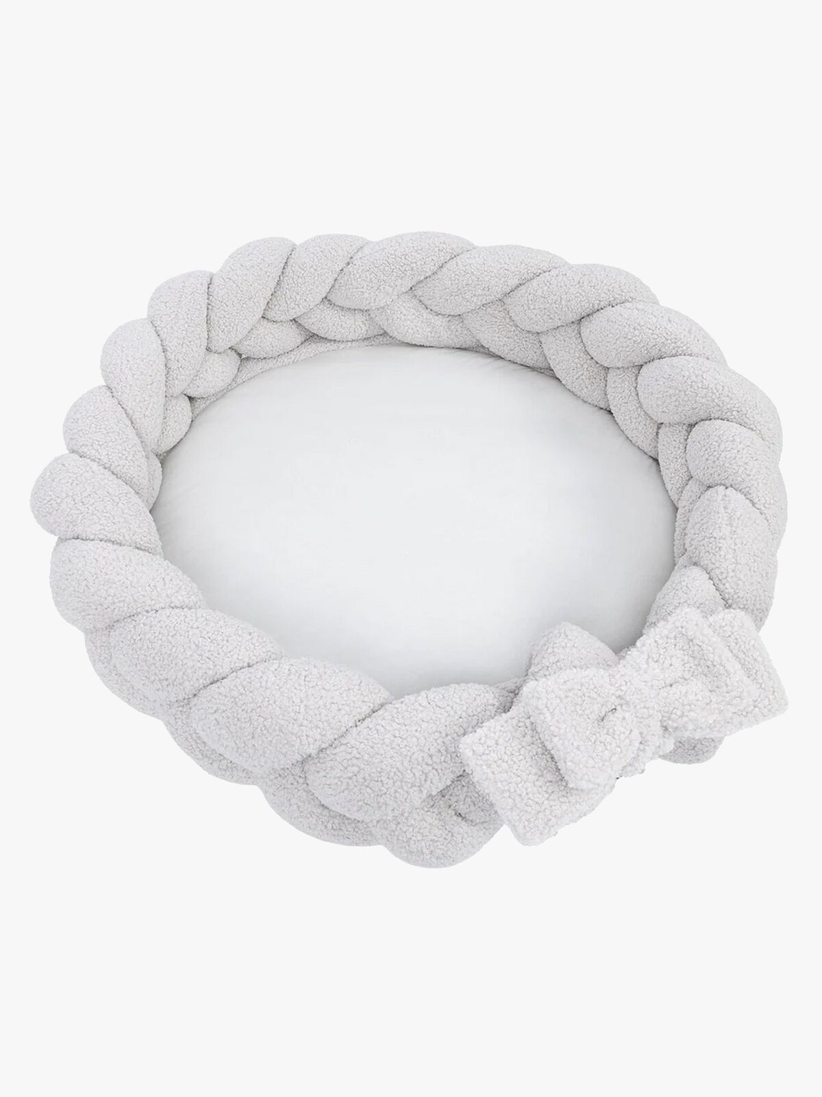 MeowBaby Bearly Babynest mit geflochtenem Schutz & Spielteppich, Offwhite