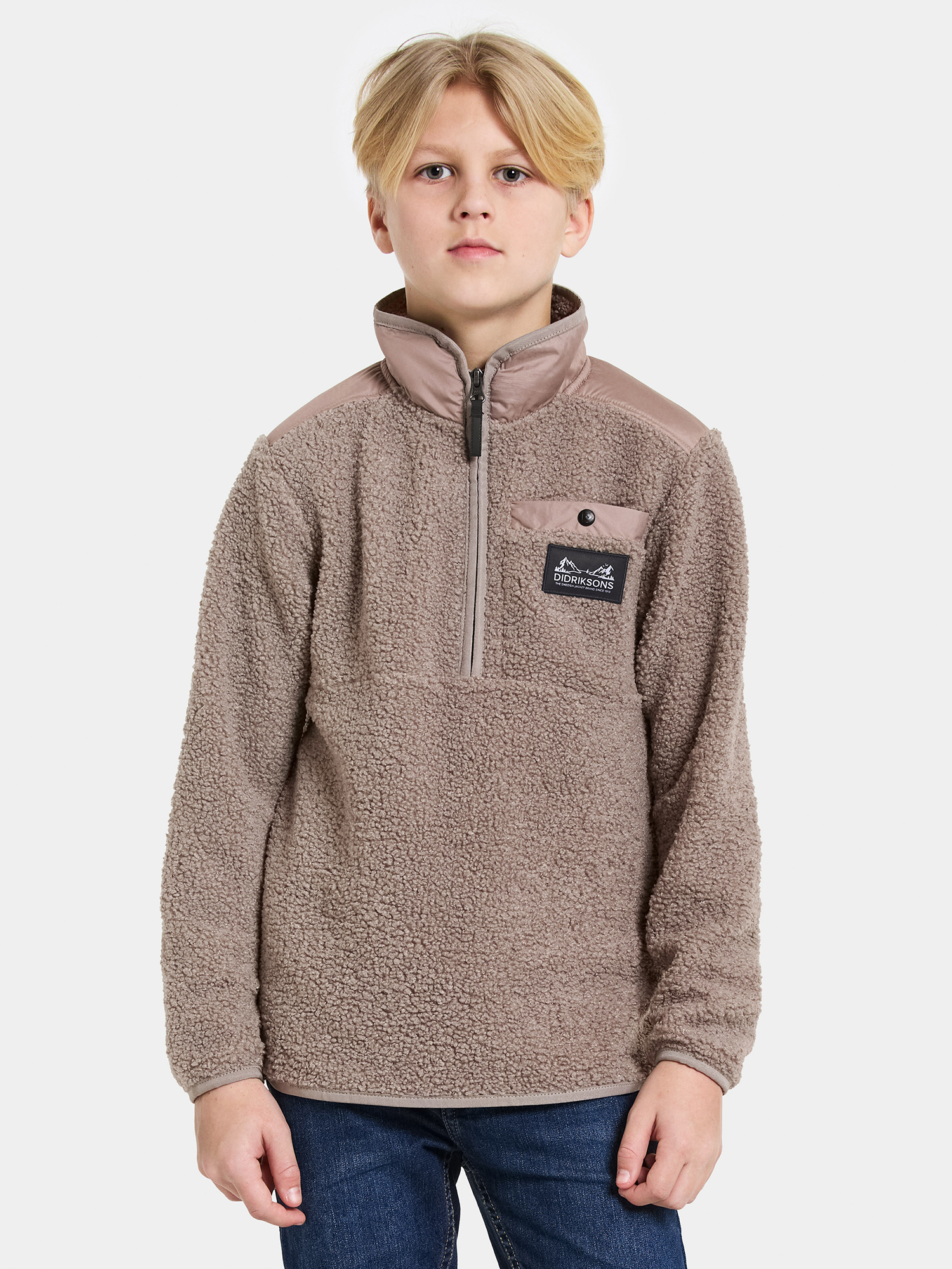 Didriksons Exa Teddyfleece-Pulli, Ash Brown, 120