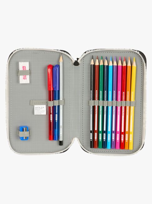 F.C.Barcelona Gefülltes Doppel-Federmäppchen 29 Teile, Schwarz