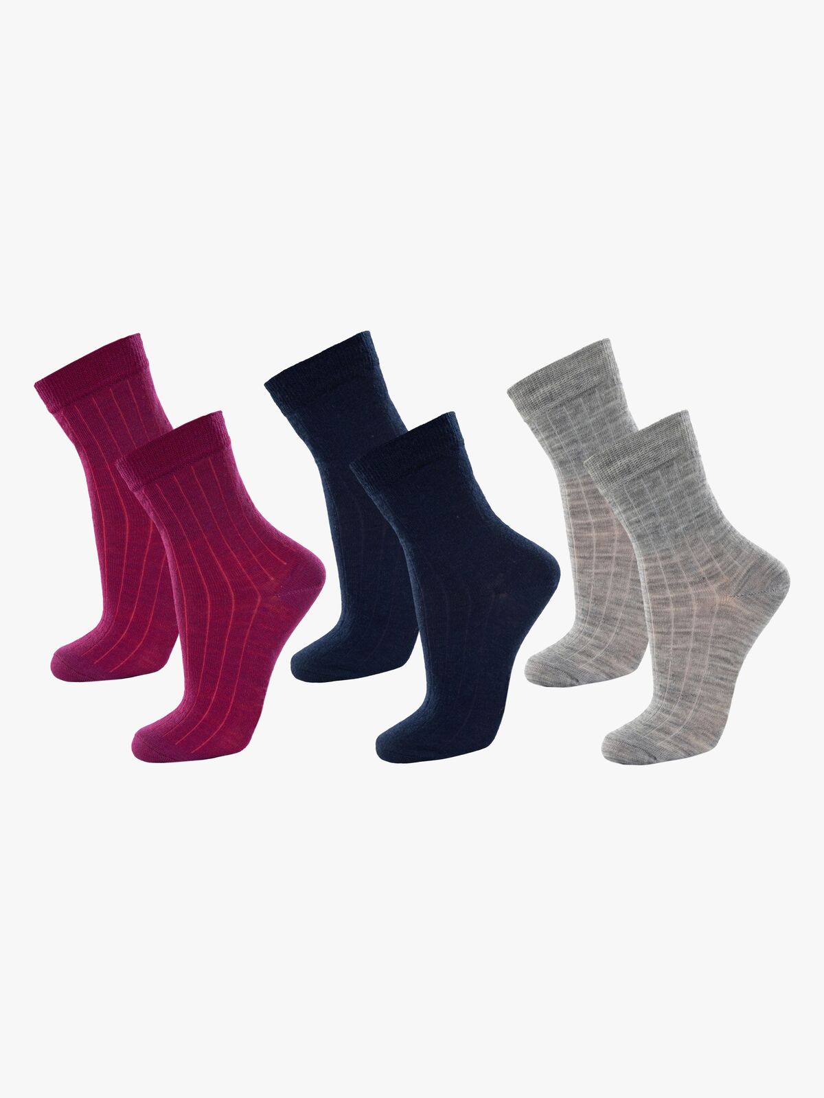 Janus Dünne Wollsocken Merinomix 3er-Pack, Dark purple