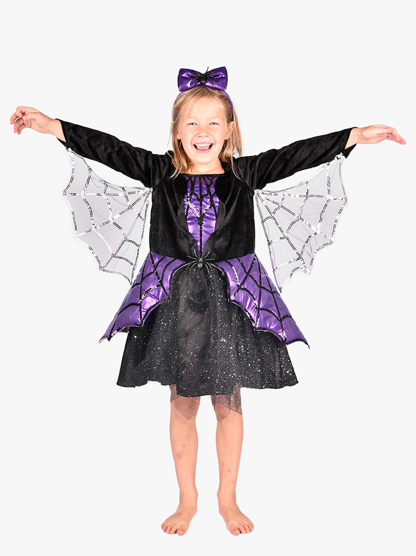 Spinnenkleid mit Haarband 110–116 cm