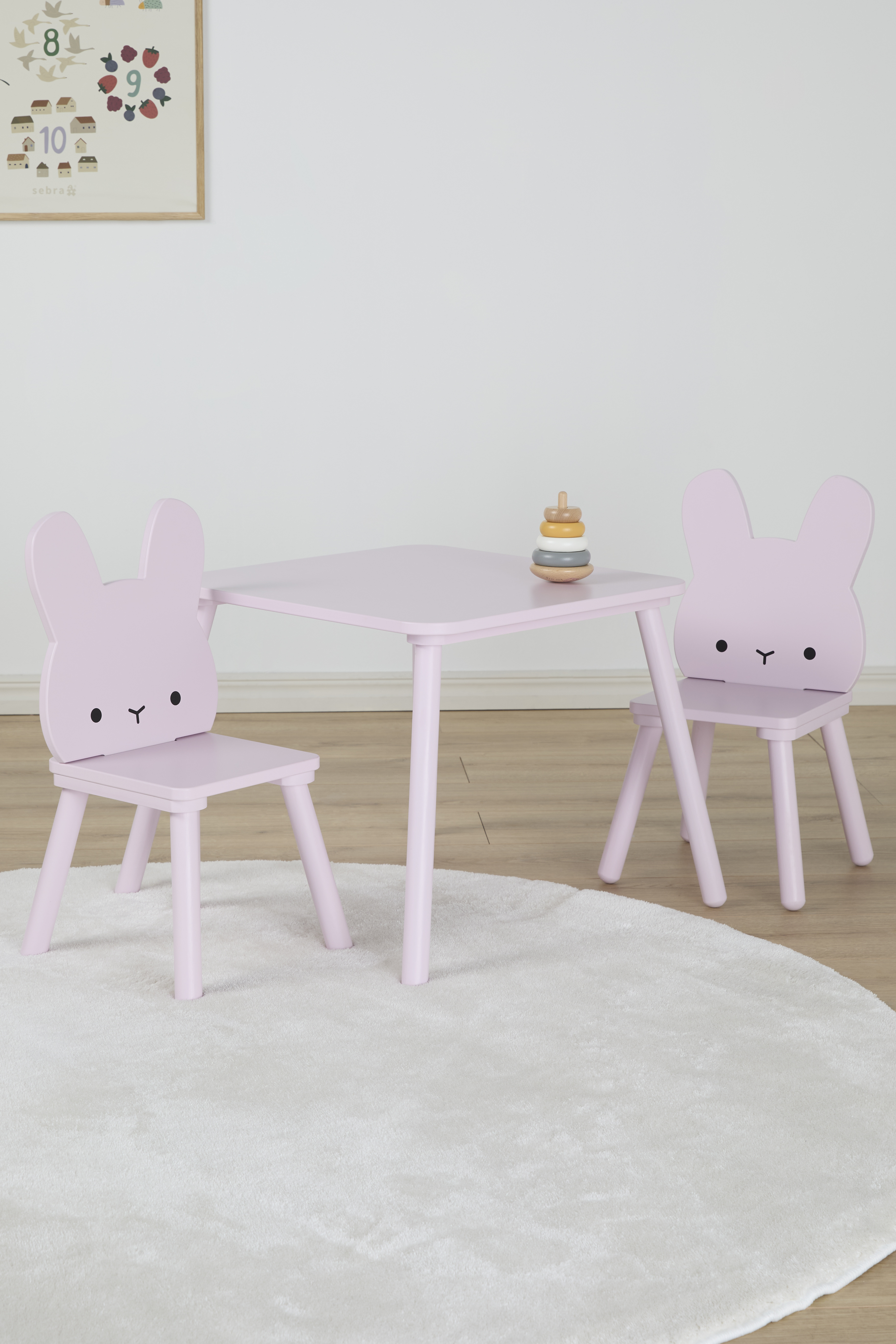 Tisch und Stühle, Kaninchen, Kinderzimmermöbel, Kindermöbel
