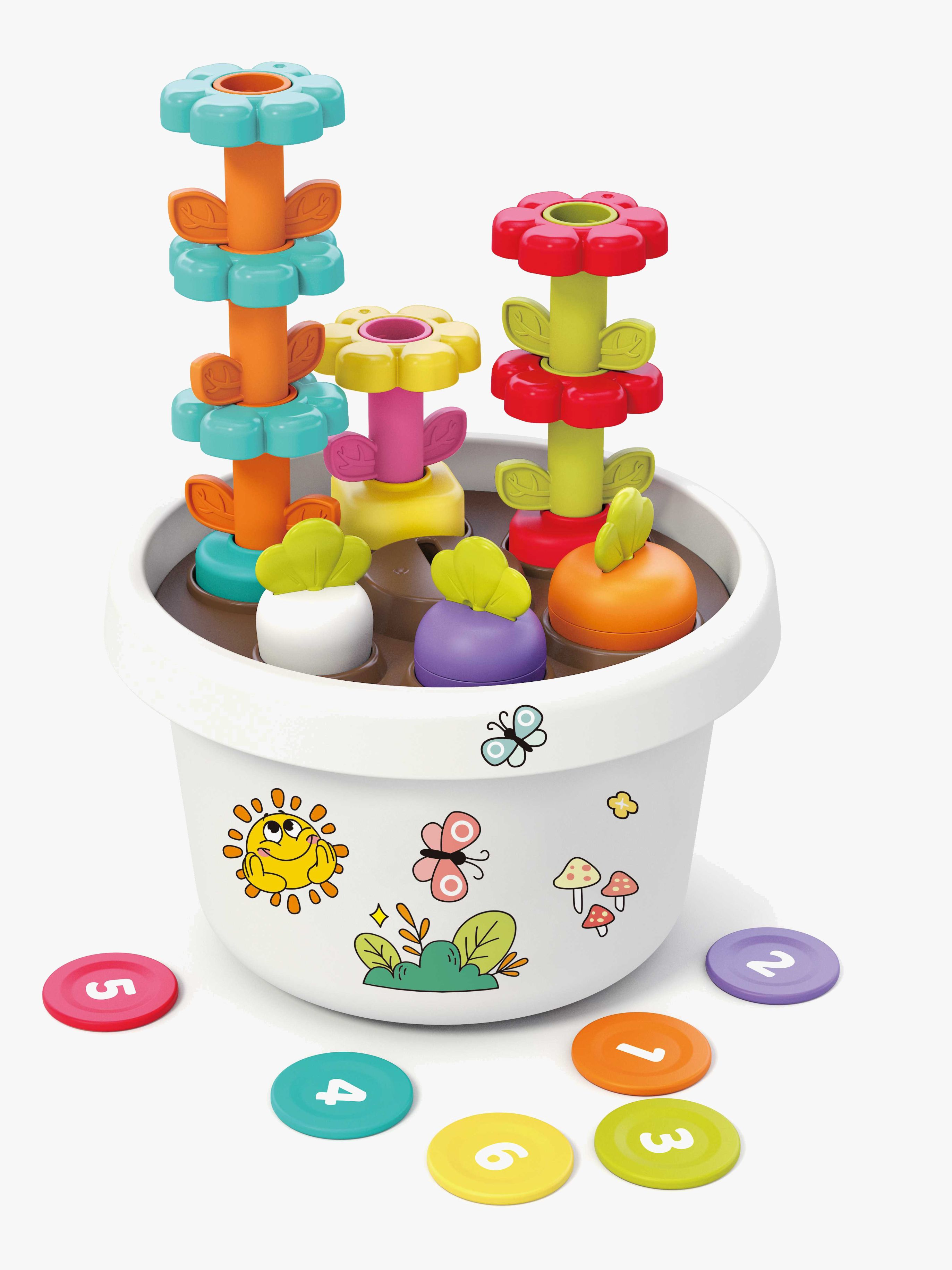 Kreatives Montessorispielzeug Topf mit Pflanzen und Aufklebern, Babyspielzeug