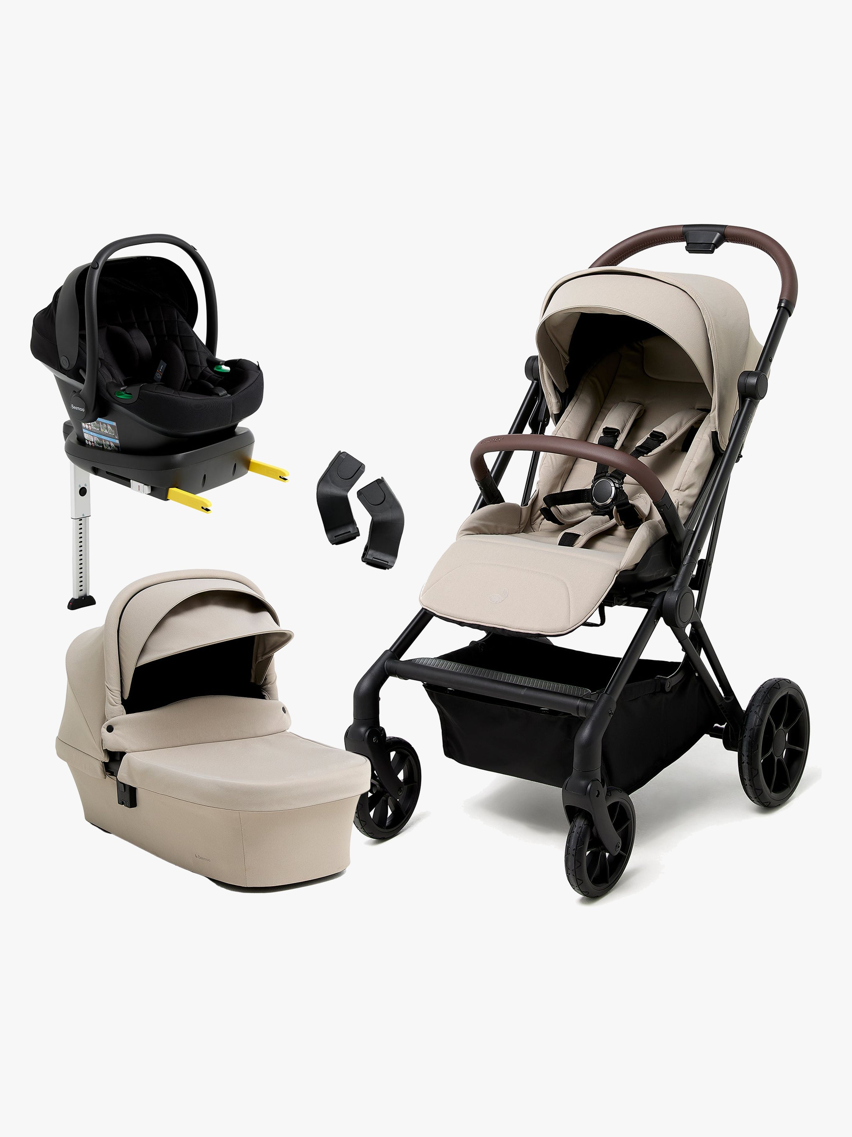 Beemoo Pro Twist Kombikinderwagen inkl. Beemoo Route Babyschale & Basis, Latte Beige/Black Stone