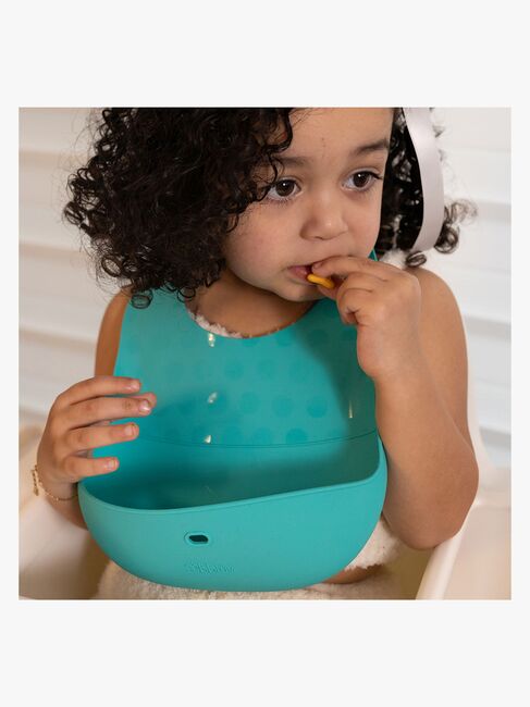 bblüv Lätzchenteller & Löffel, Aqua/Grey