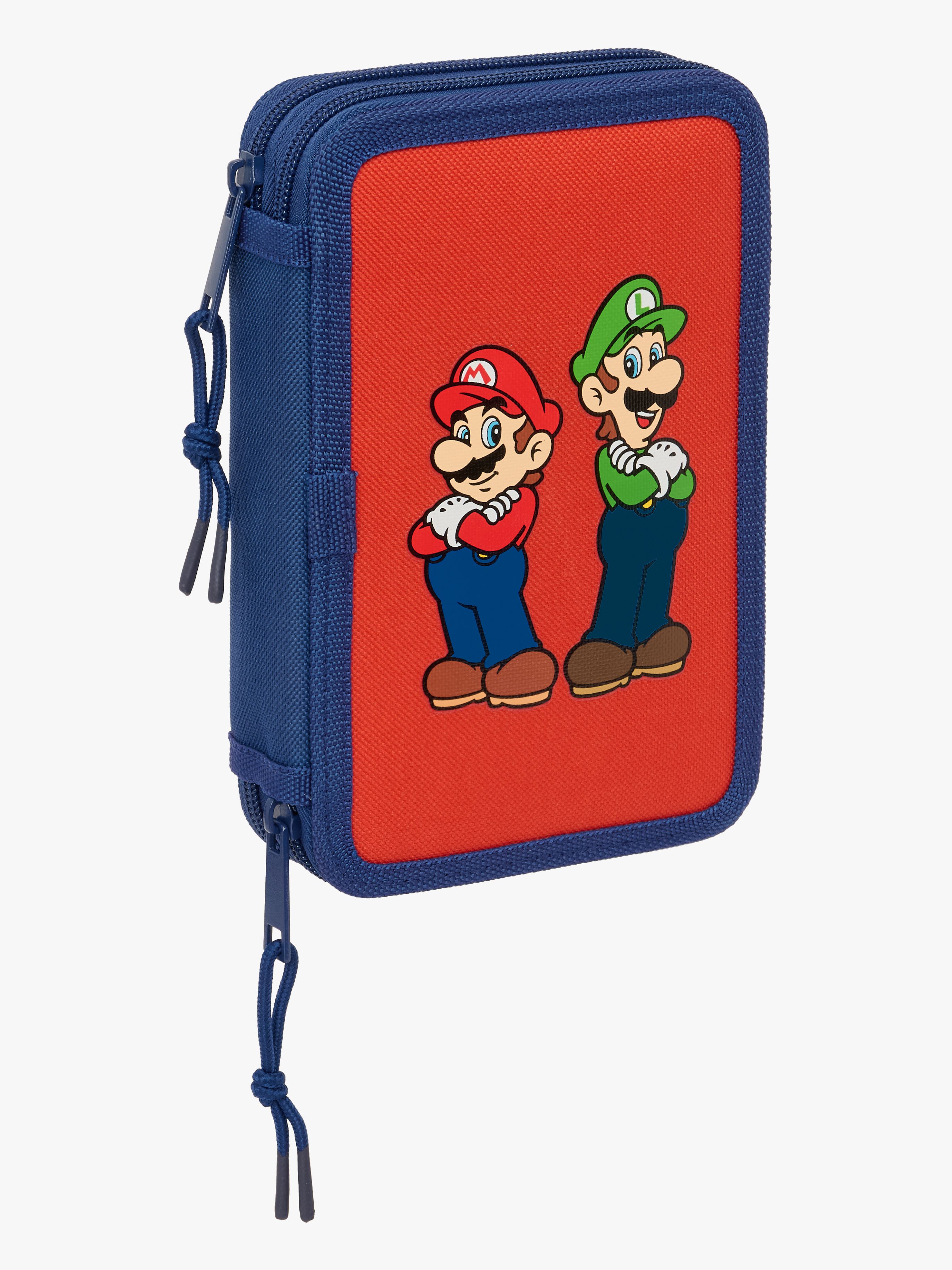Super Mario Gefülltes Dreifach-Federmäppchen 37 Teile, Navy