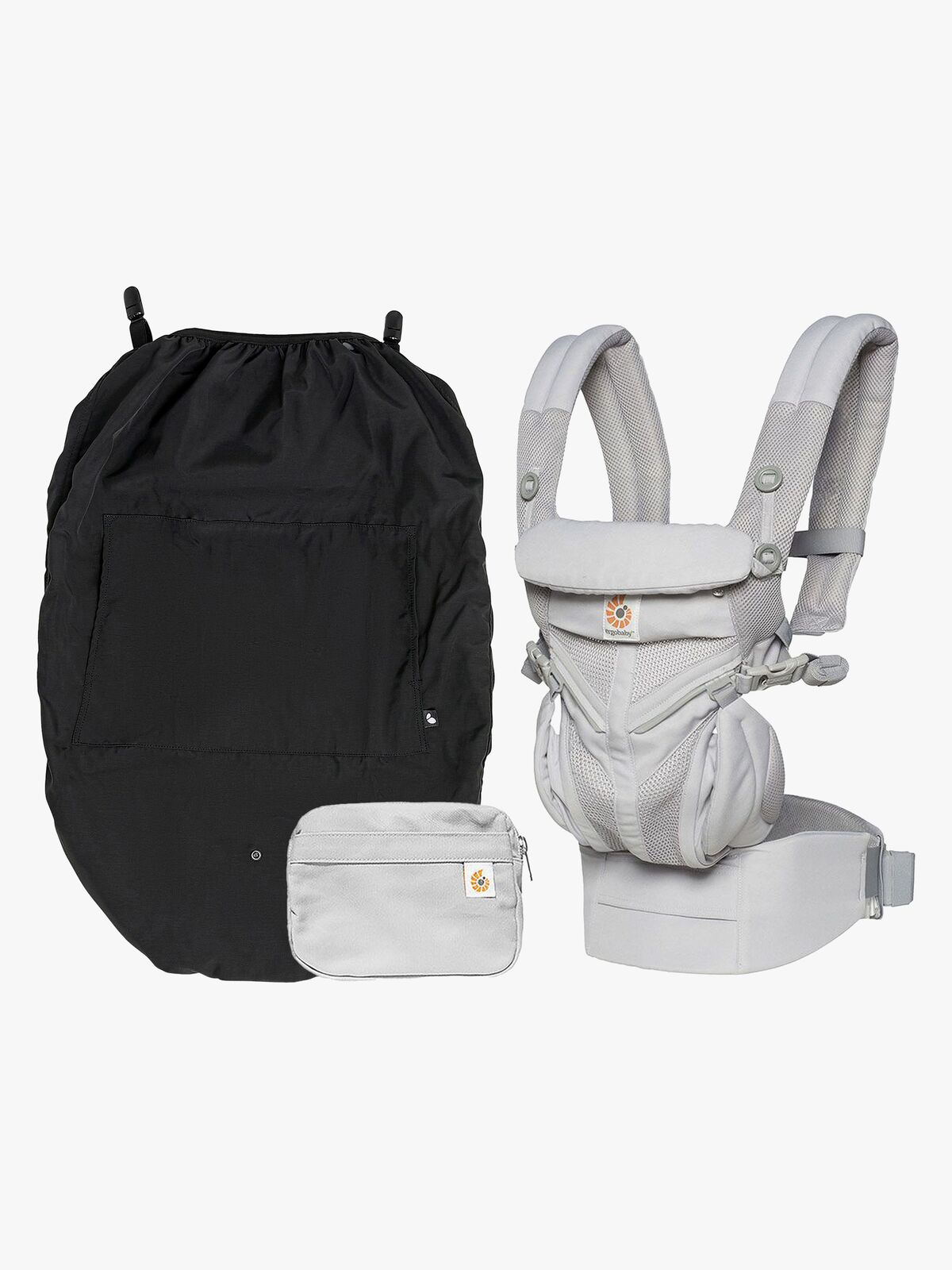 Ergobaby Omni 360 Cool Air Babytrage inkl. Regenüberzug, Grau
