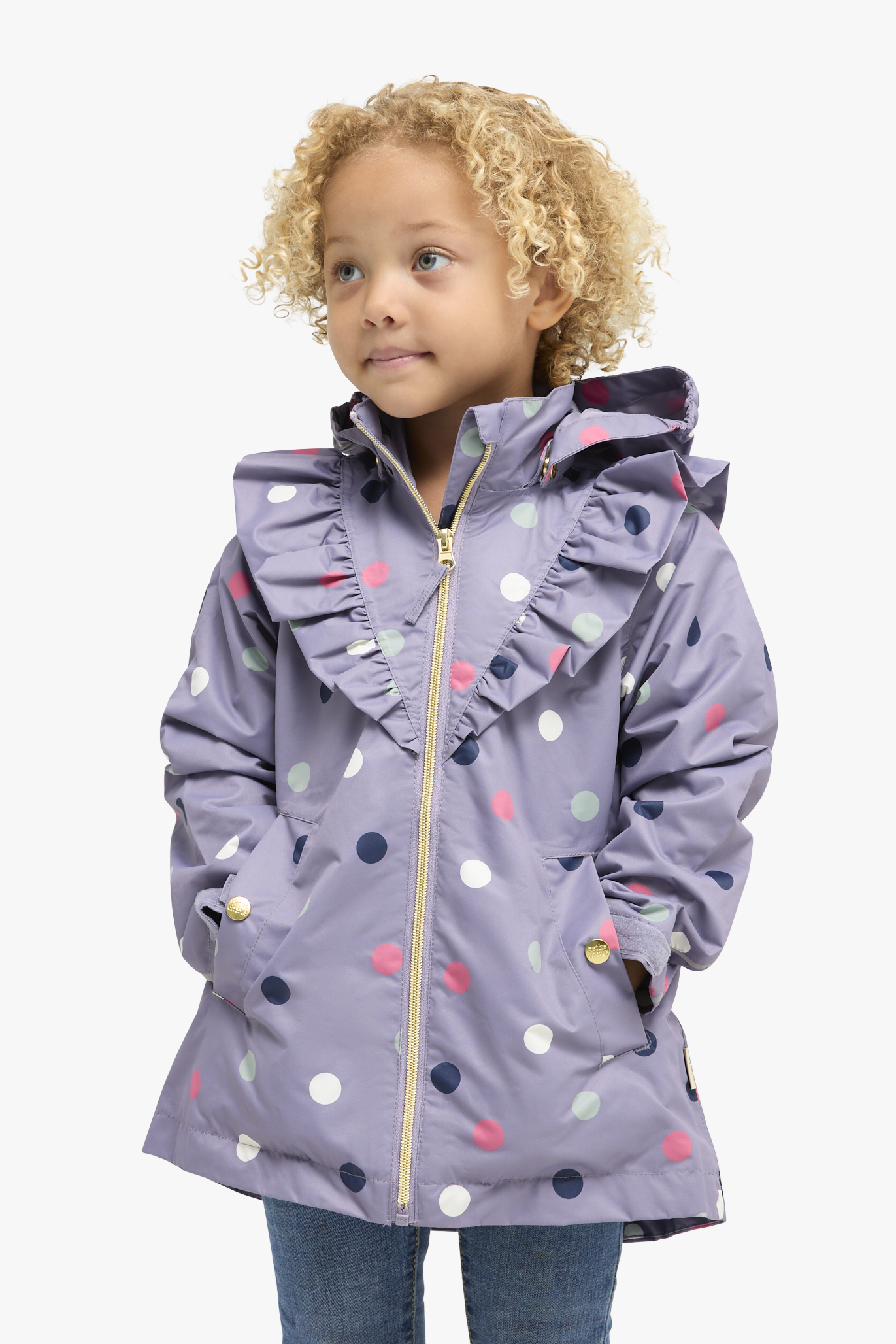 Astrid Outdoorjacke, Dots Lavender Gray, 110-116