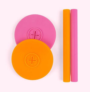 COGNIKIDS Sip Trinkhalm & Deckel 2er-Pack, Tangerine/Flamingo