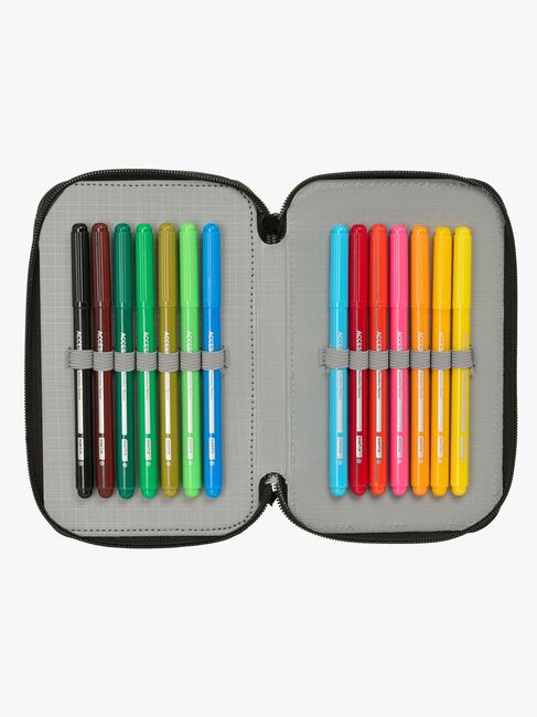 Kappa Gefülltes Dreifach-Federmäppchen 37 Teile, Grau