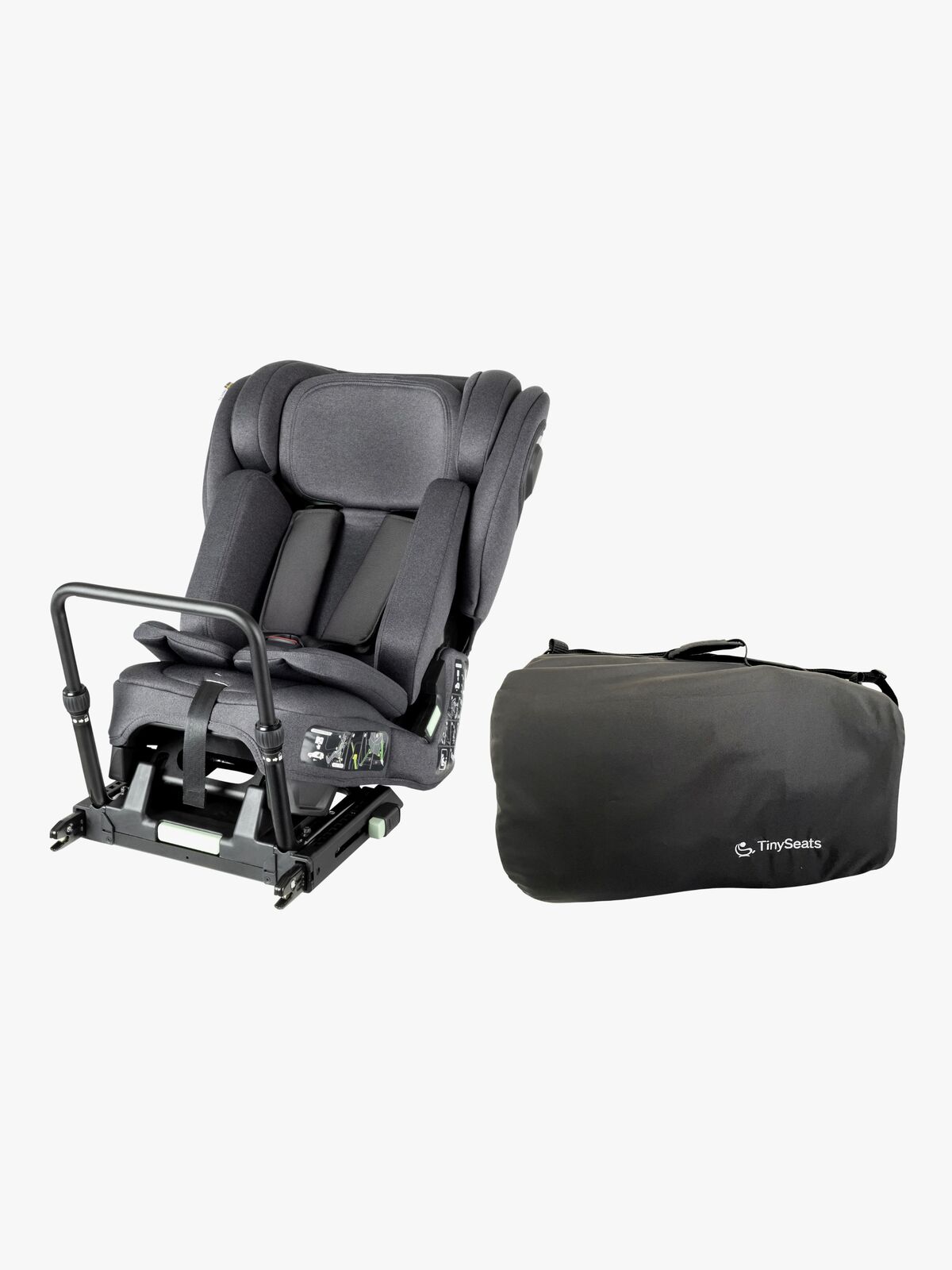 TinySeats Two Kindersitz inkl. Schultertasche, Midnight Grey