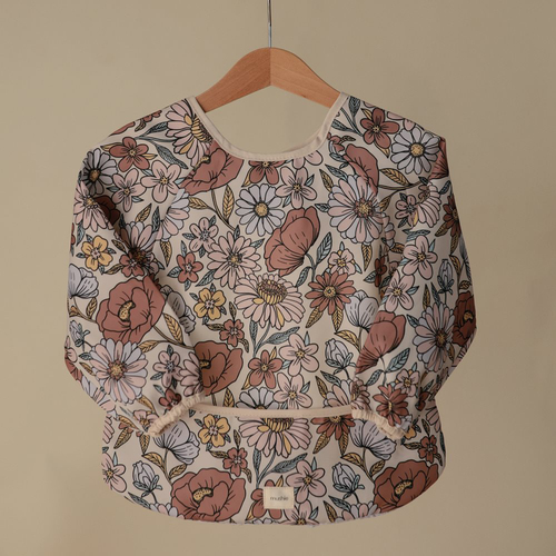 Mushie Langärmliges Lätzchen, Retro Flowers