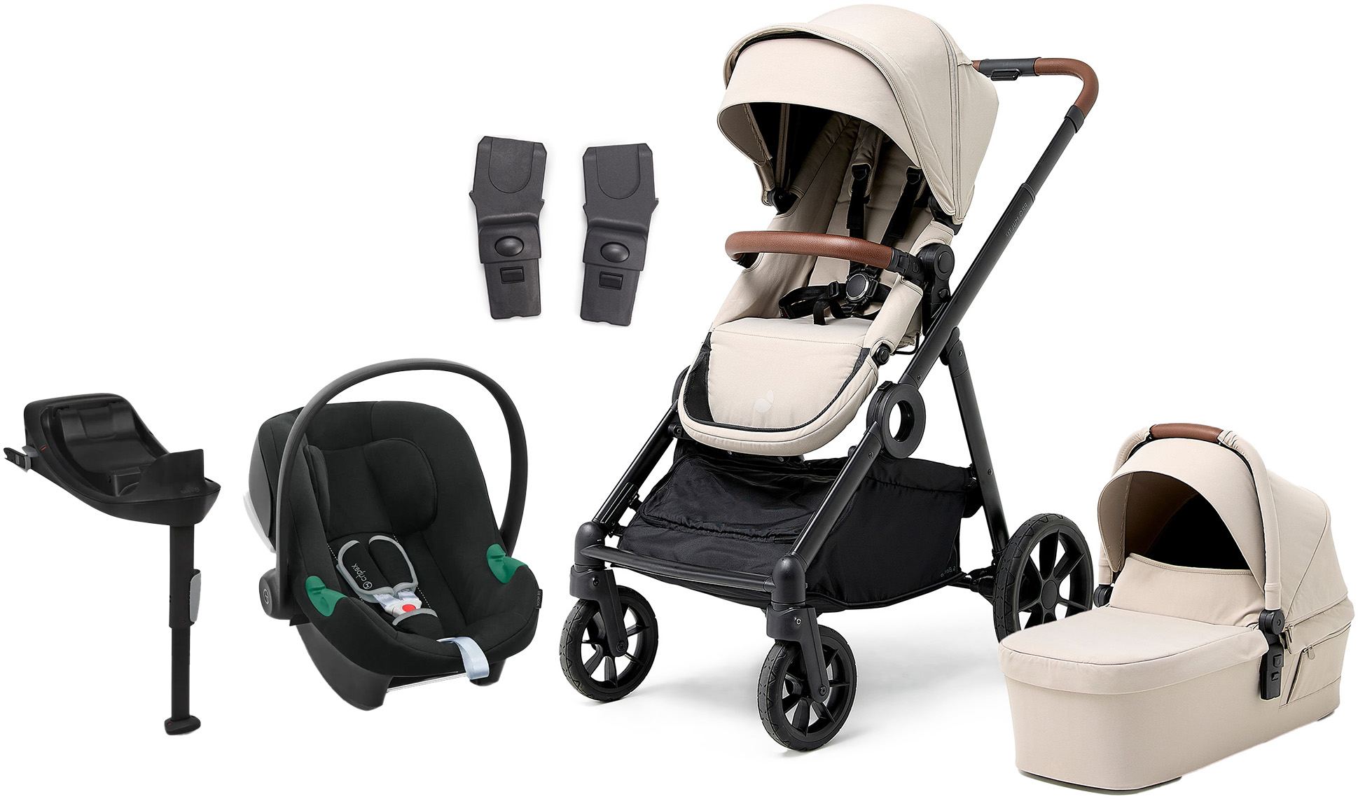Beemoo Pro Multi 2 Kombikinderwagen inkl. Cybex Aton B2 i-Size Babyschale &  Basis, Latte Beige