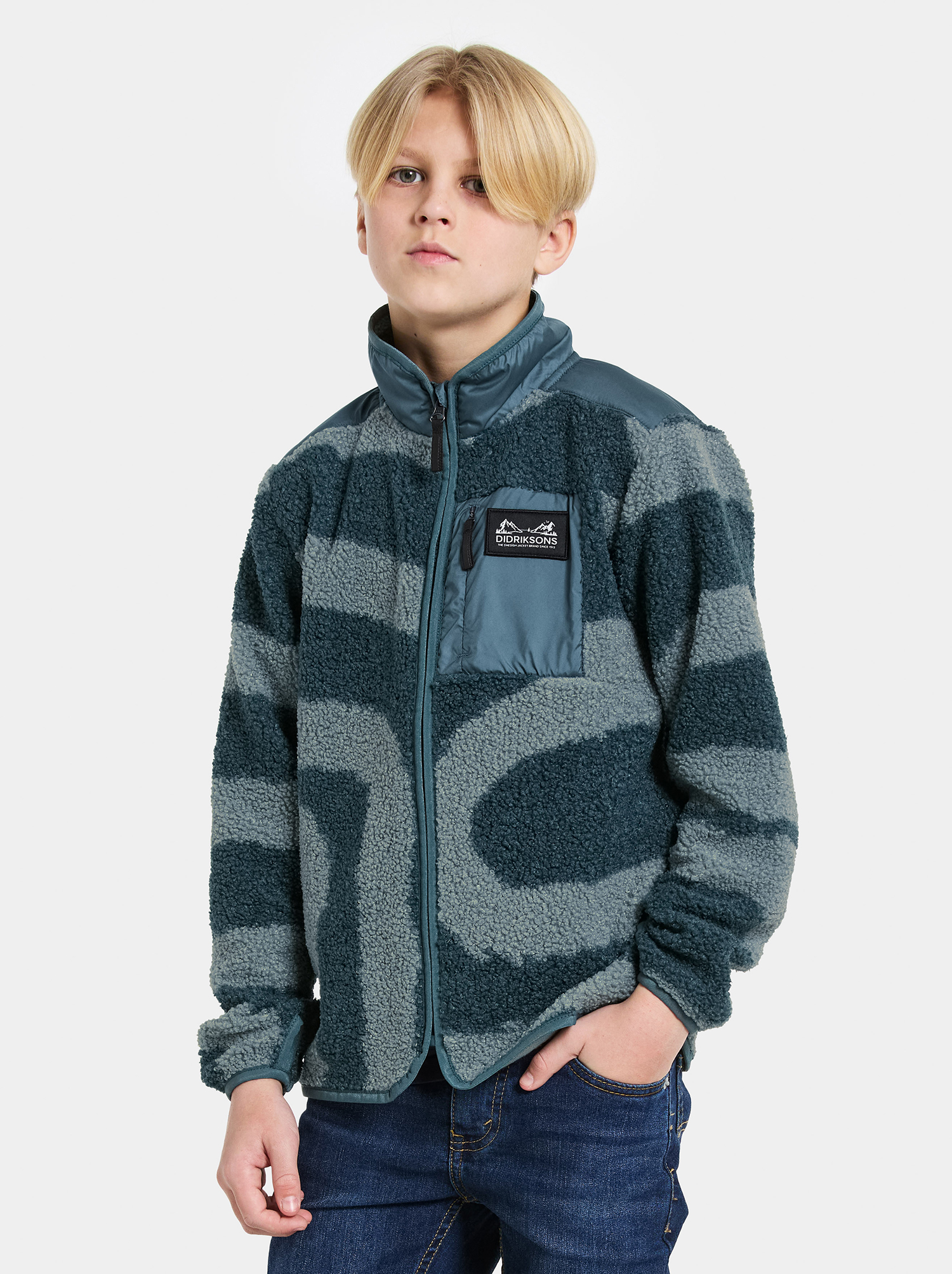 Didriksons Exa Fleecejacke, Path L Blue, 170
