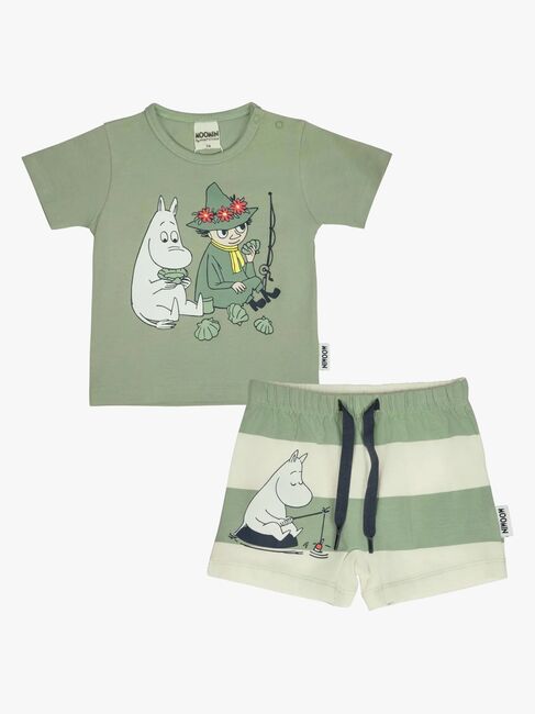 Mumin by Martinex Freizeit Shorts Set, Grün/Weiß