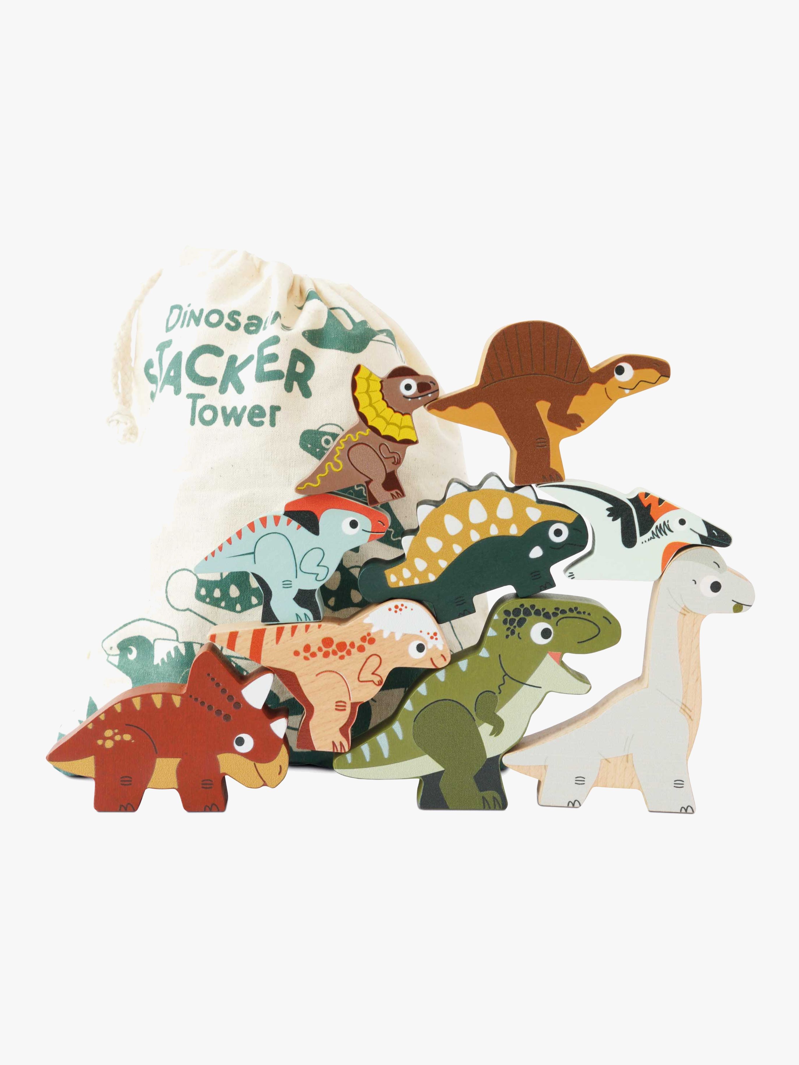 Le Toy Van Stapelklötze Dinosaurier &  Beutel, Babyspielzeug