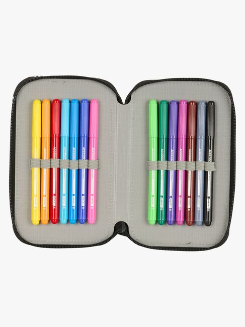 F.C.Barcelona Gefülltes Doppel-Federmäppchen 29 Teile, Schwarz