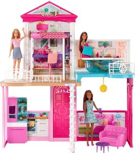 Barbie Haus mit Einrichtung und 3 Puppen