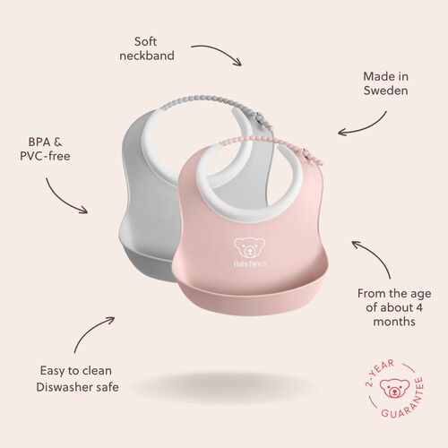 BabyBjörn Lätzchen-Set 2er-Pack, Grau/Rosa