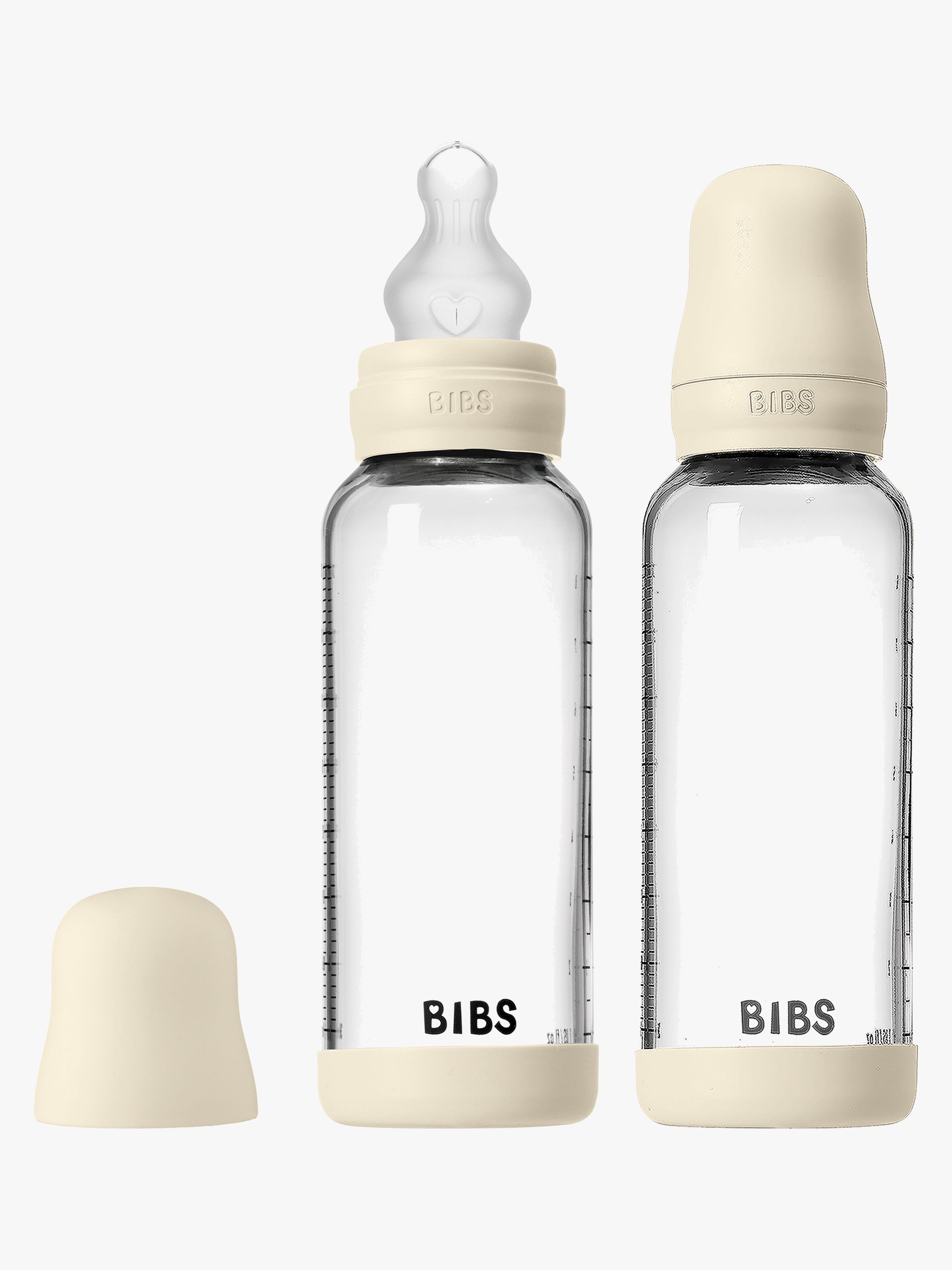 Medium Flow Glas Fläschchen Silikon 2er-Pack 240 ml, Ivory