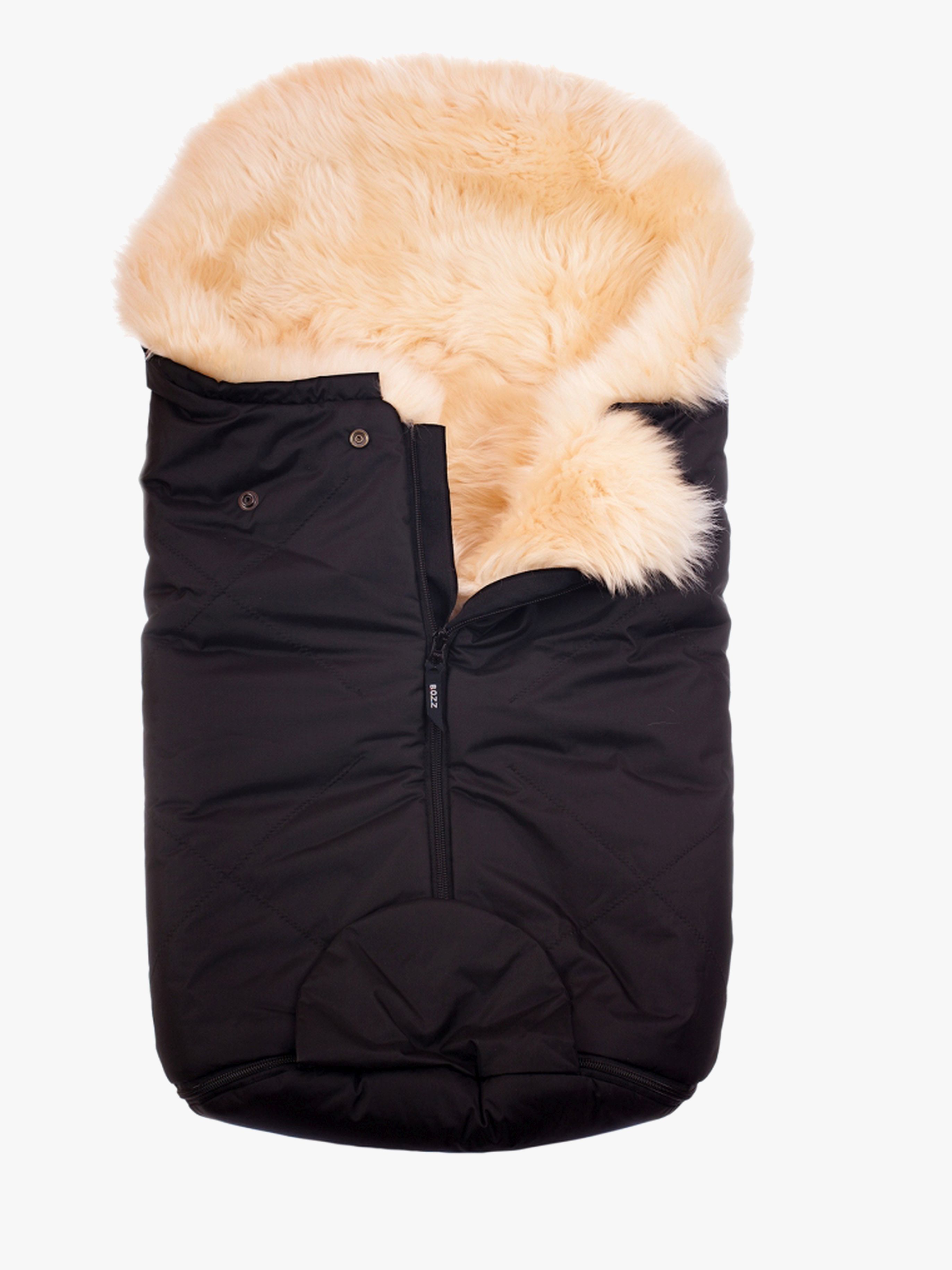 Lammfell-Fußsack Small Langhaarig, Black / Nature