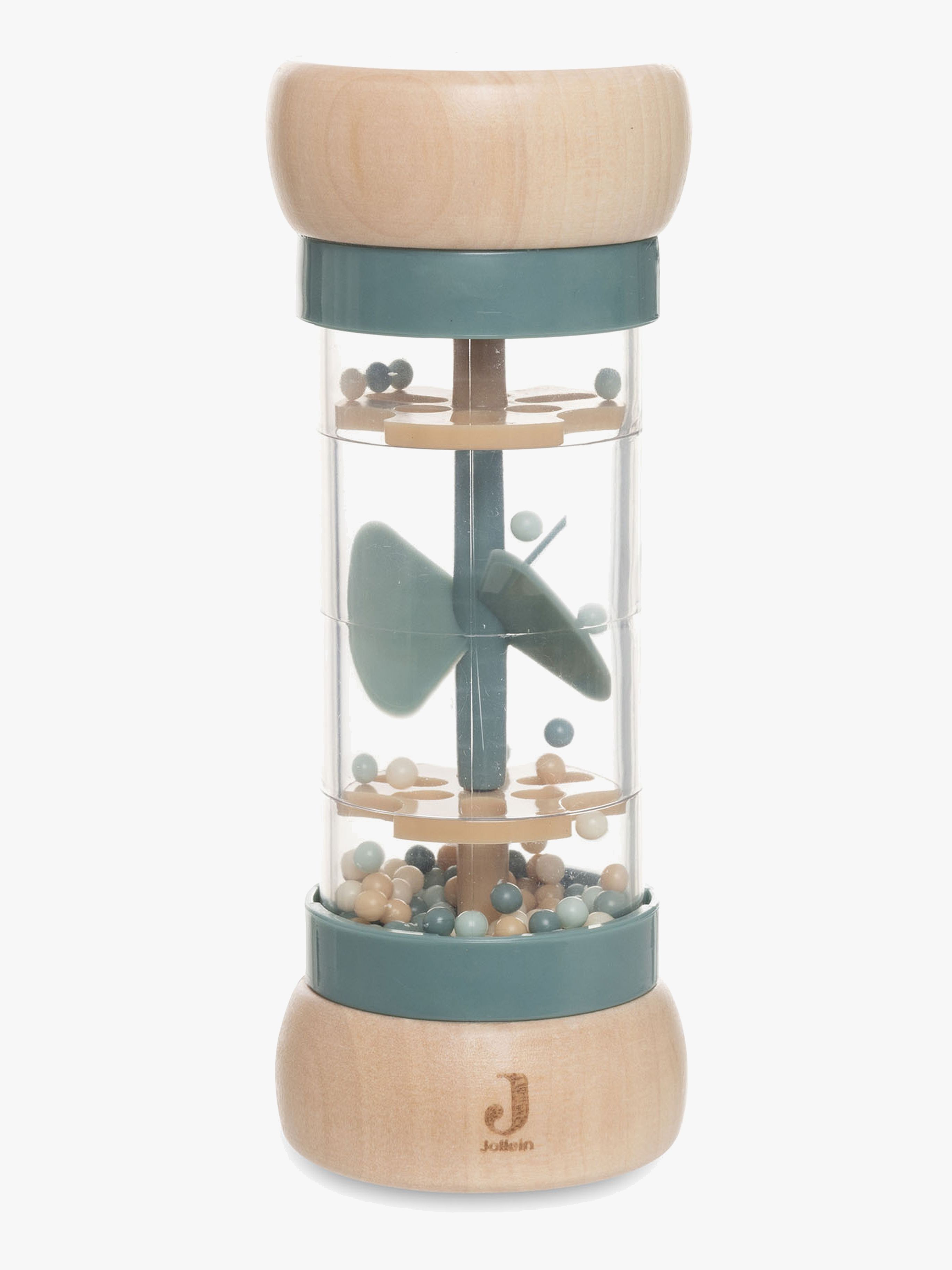 Jollein Rain Rattle On The Go Rassel Aus Holz, Blau, Babyspielzeug