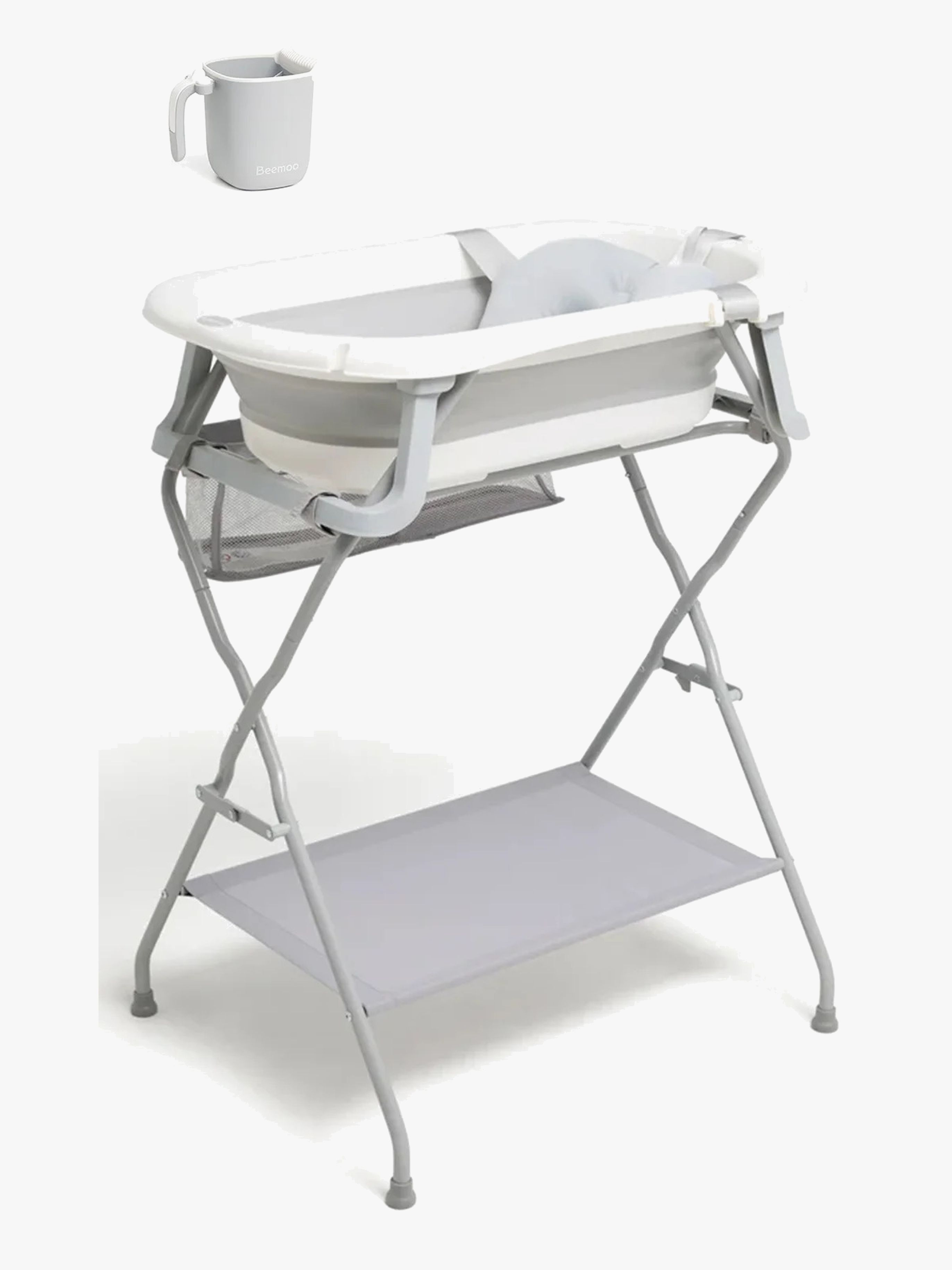 Beemoo CARE Assist Badewanne inkl. Badestütze, Badestativ &  Duschkanne, Grey/White