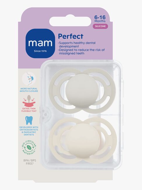 MAM Perfect Schnuller Silikon 2er-Pack 6-16m, Neutral