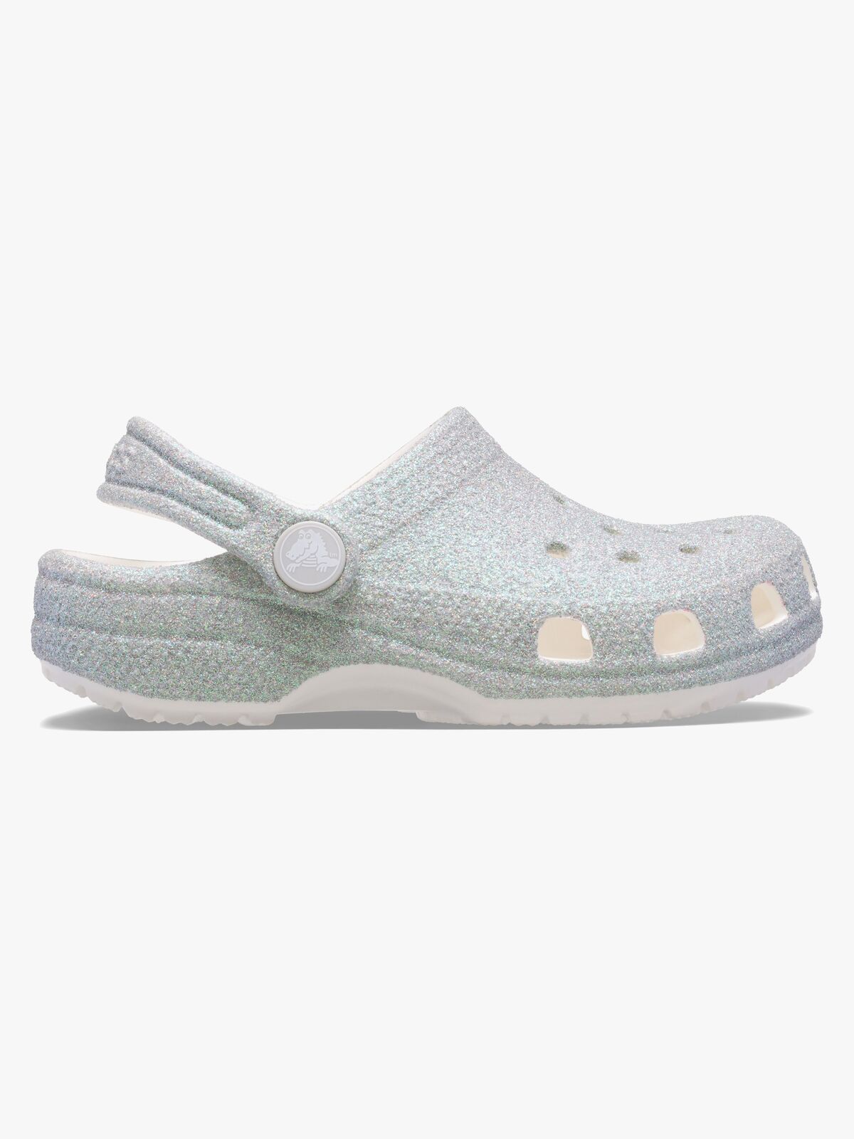 Crocs Classic Iridescent Glitter Kids Sandalen, Weiß